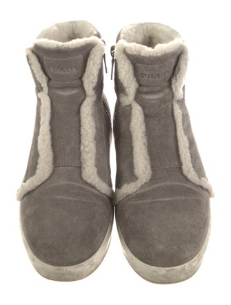 Prada Sport Suede Fur Trim Sneakers