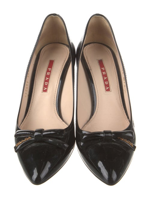 Prada Sport Patent Leather Bow Accents Pumps