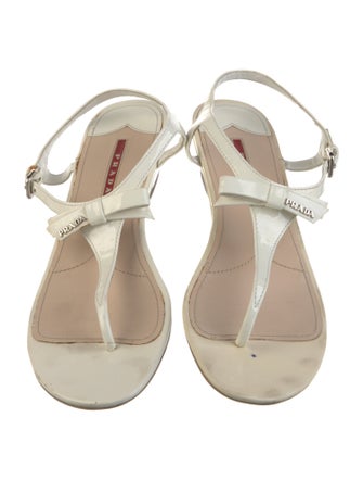 Prada Sport Patent Leather T-Strap Sandals