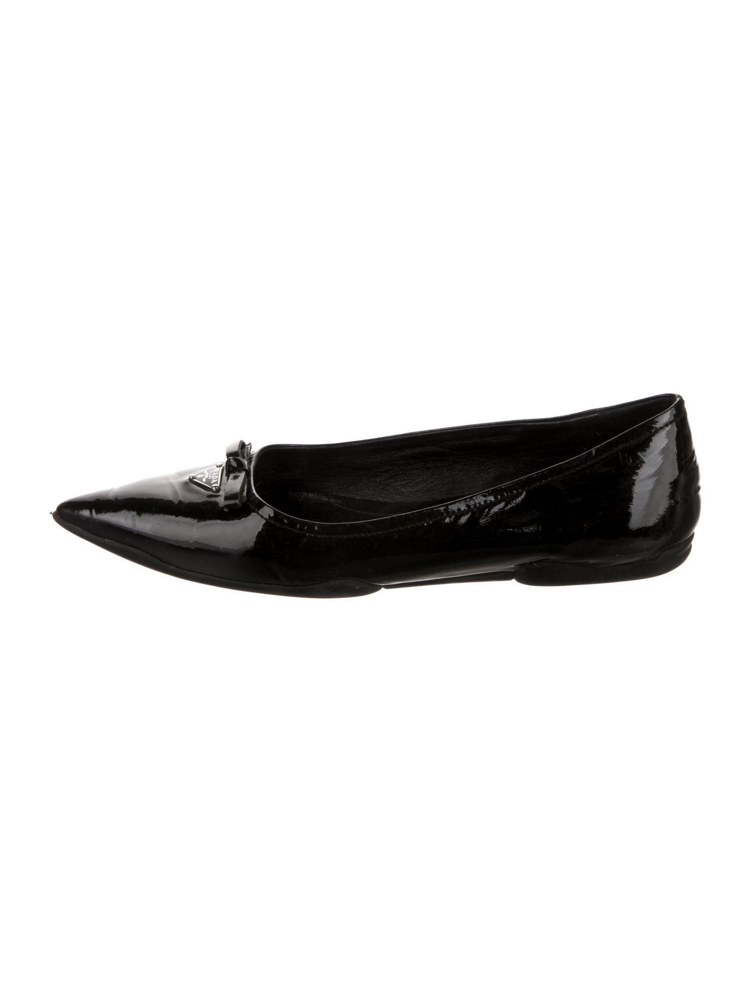 Prada Sport Patent Leather Bow Accents Ballet Flats