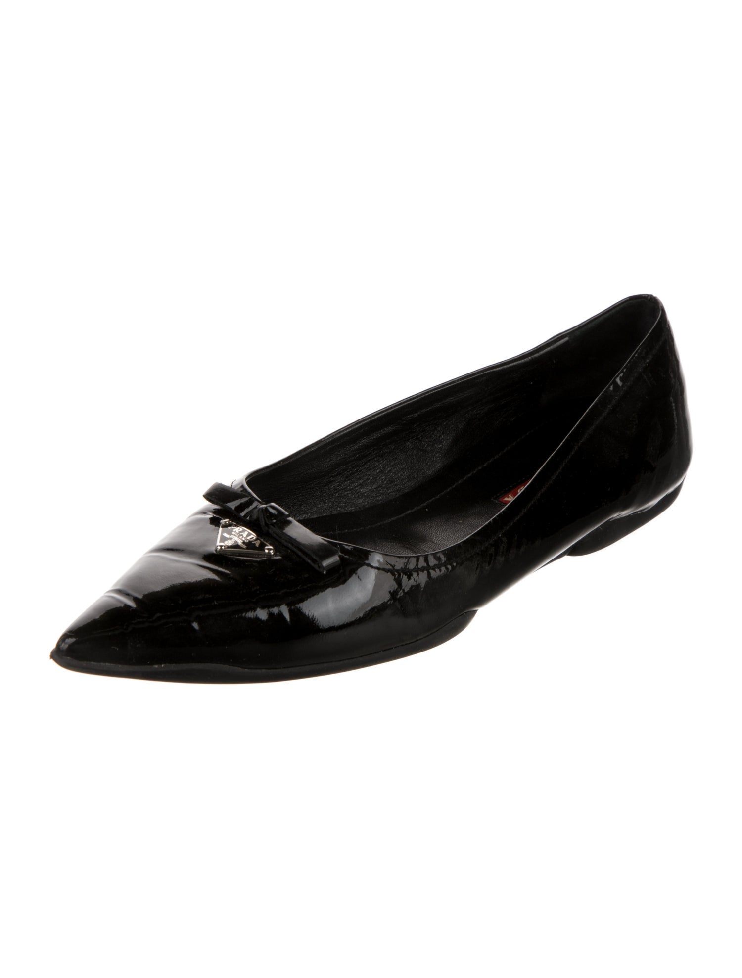 Prada Sport Patent Leather Bow Accents Ballet Flats