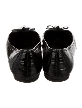 Prada Sport Patent Leather Bow Accents Ballet Flats