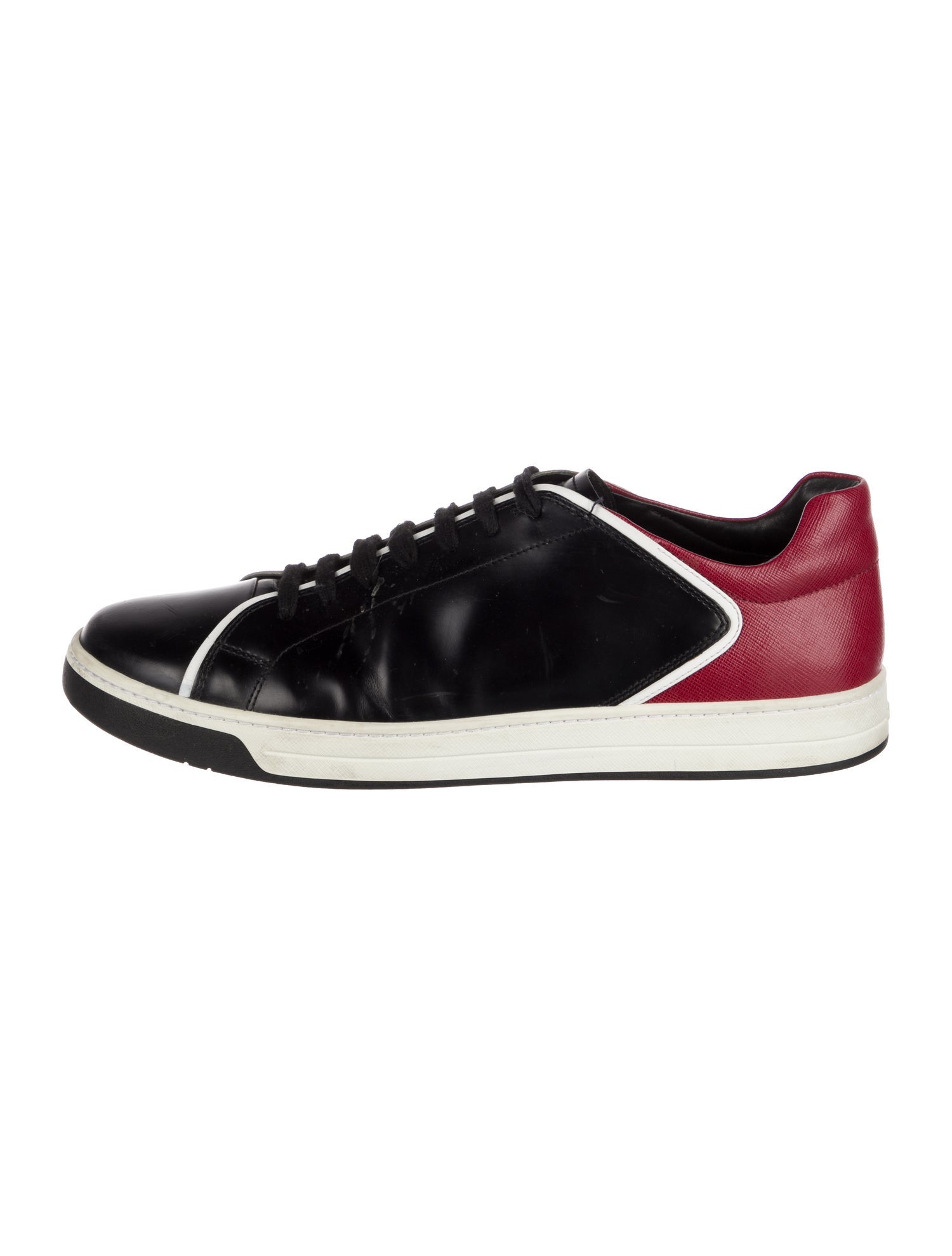 Prada Sport Leather Colorblock Pattern Sneakers