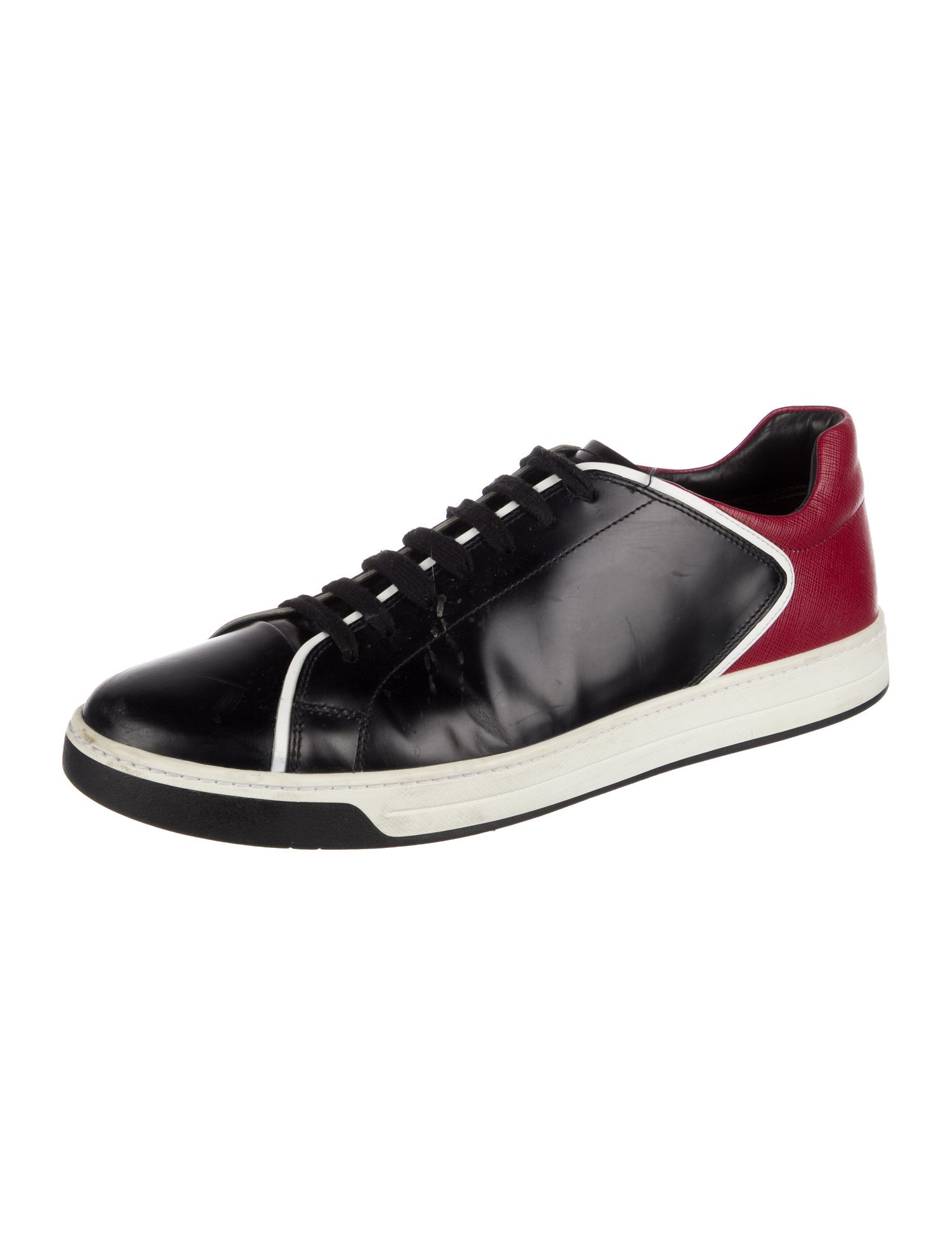 Prada Sport Leather Colorblock Pattern Sneakers