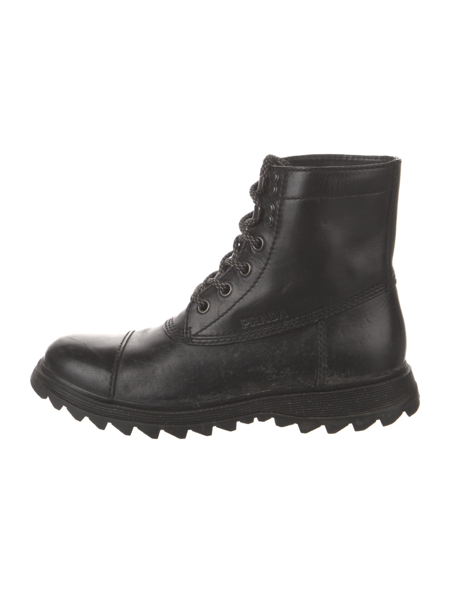 Prada Sport Leather Combat Boots