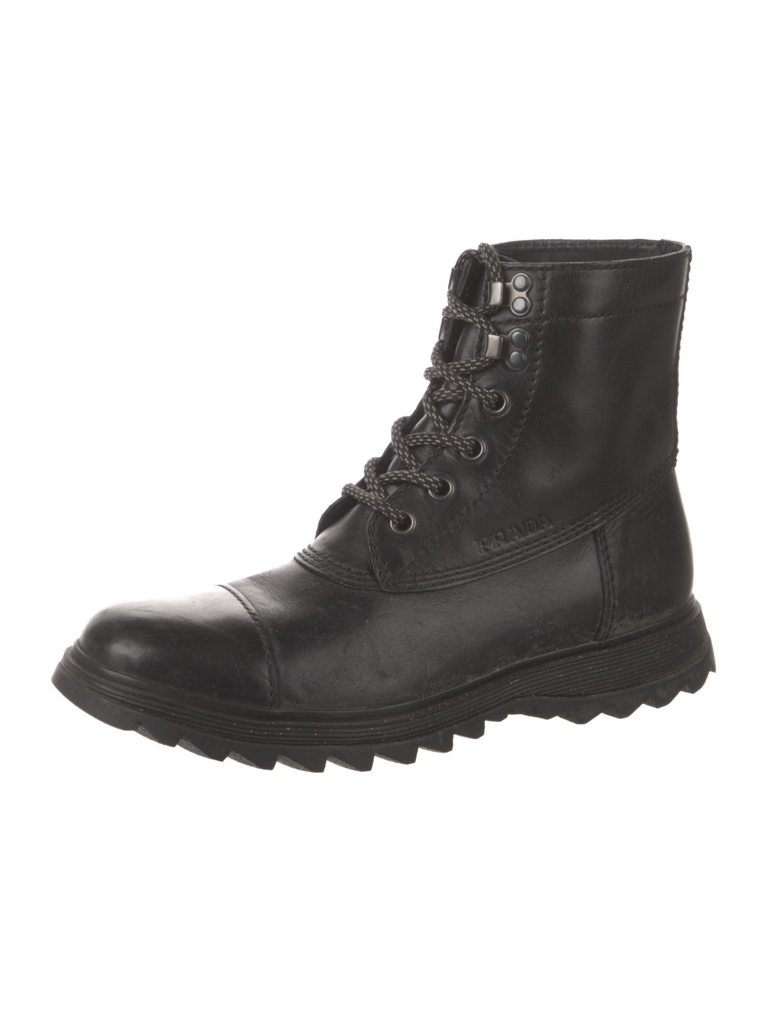 Prada Sport Leather Combat Boots