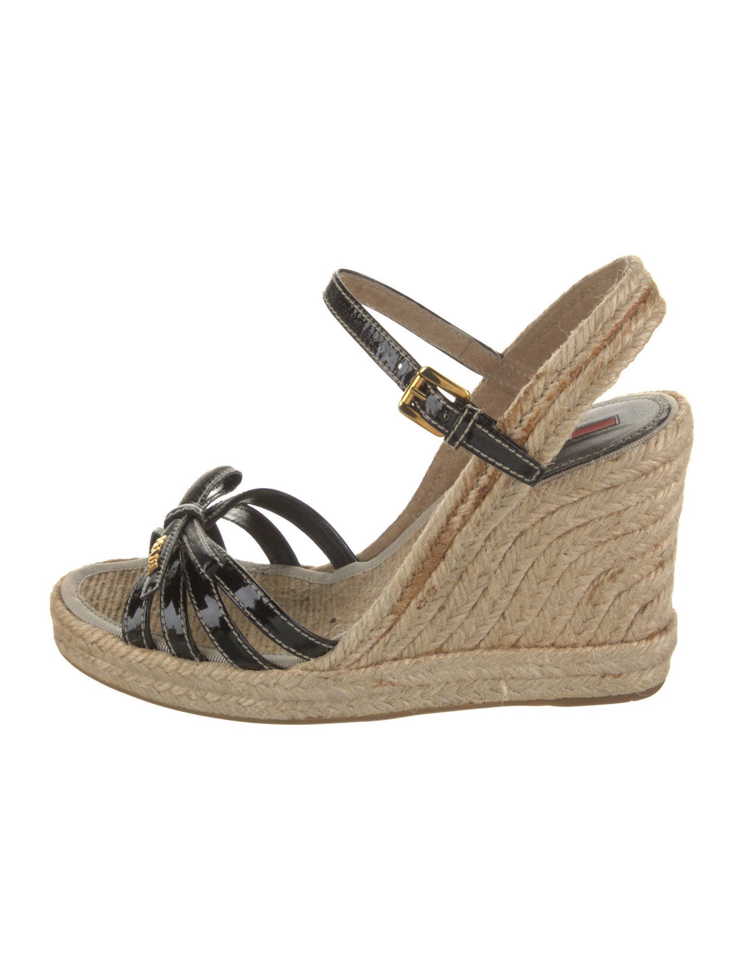 Prada Sport Signature Logo Patent Leather Espadrilles