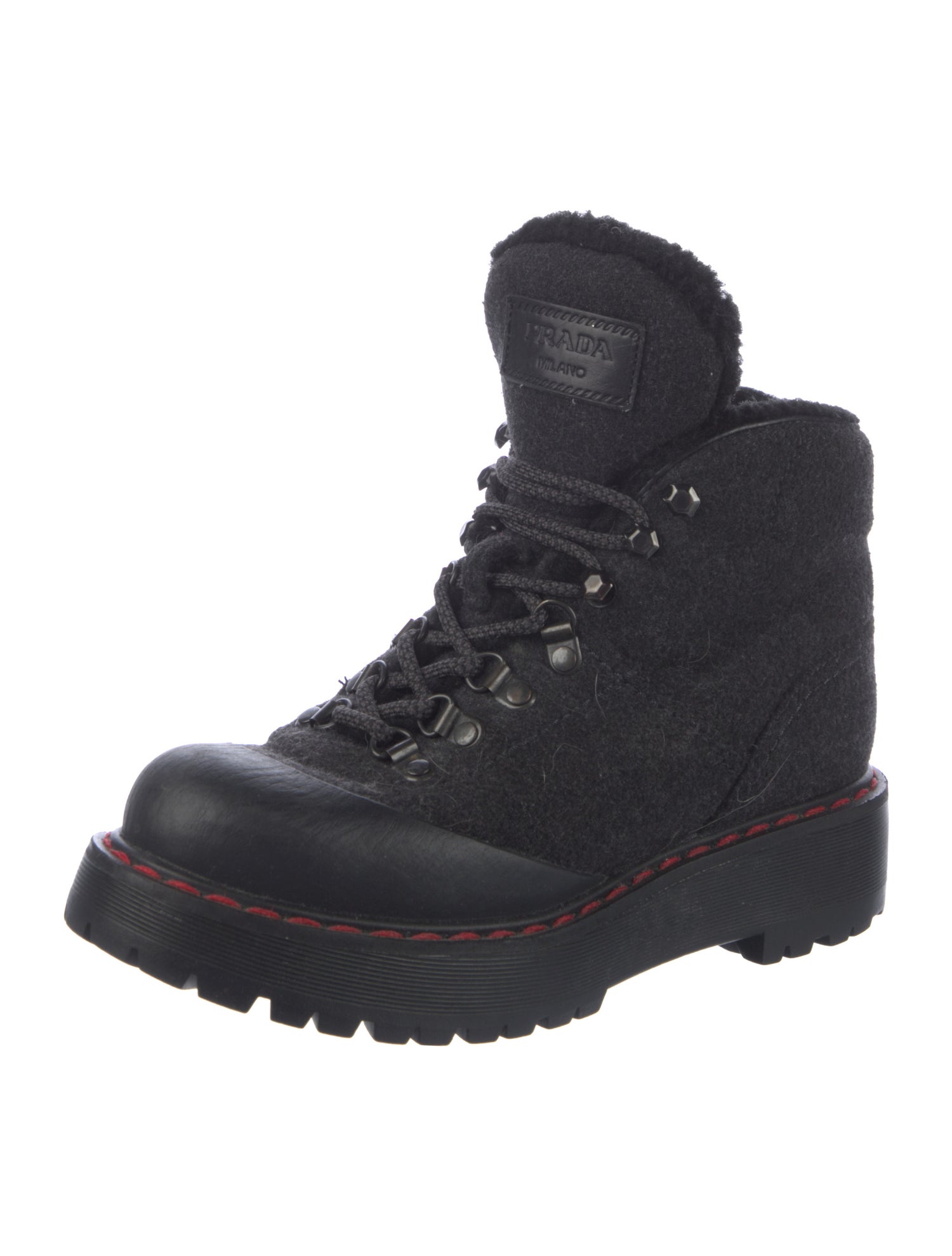Prada Sport Wool Combat Boots