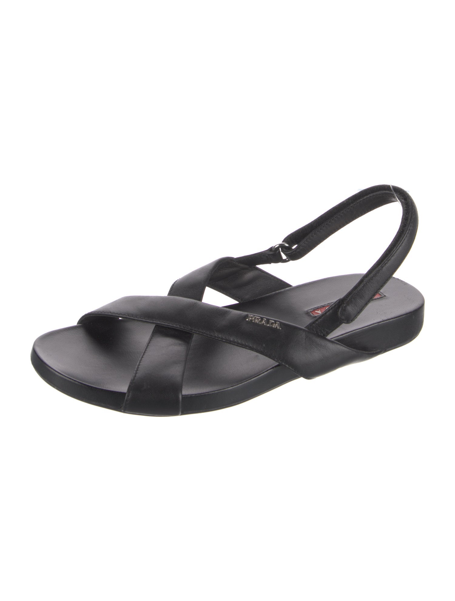 Prada Sport Leather Slingback Sandals