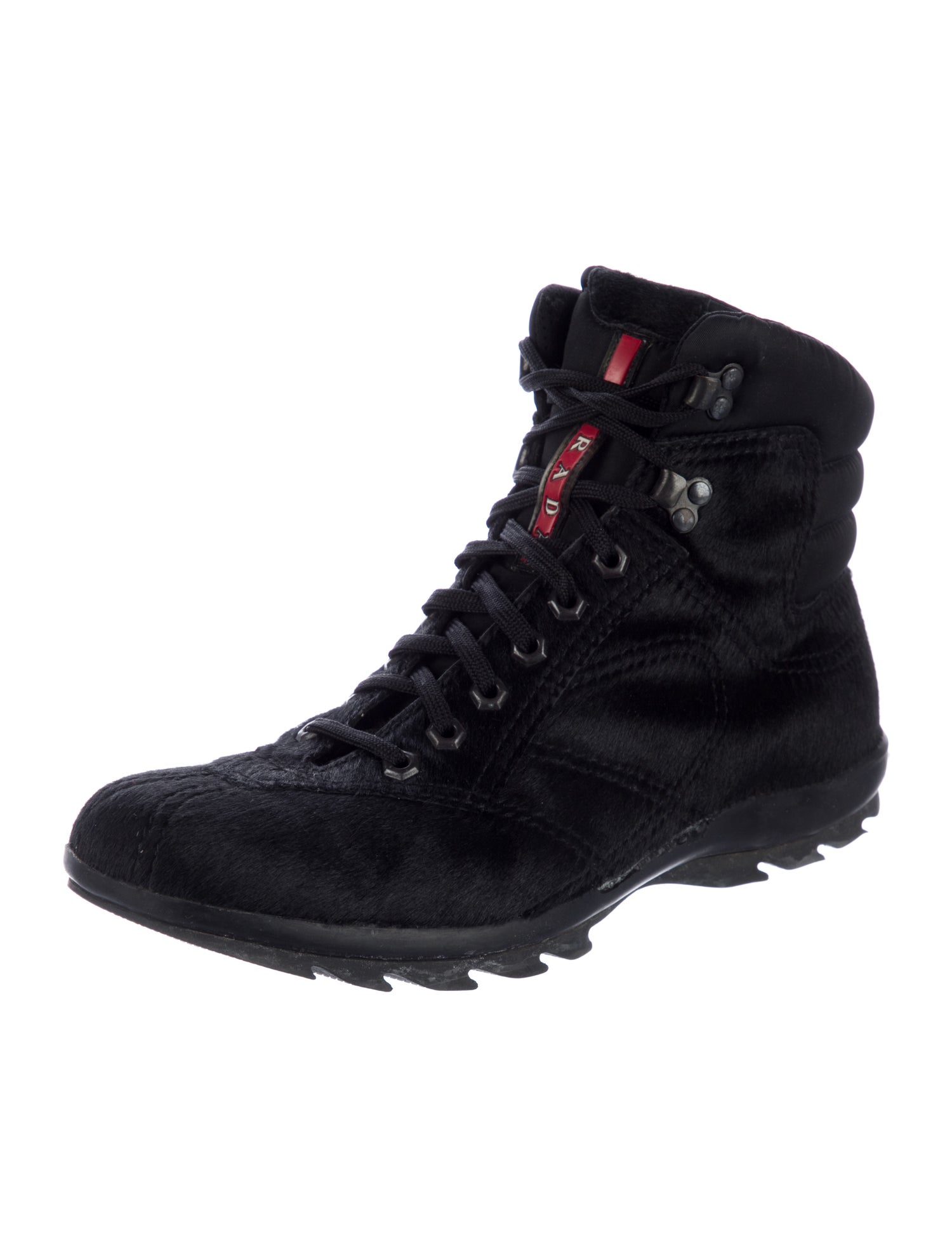 Prada Sport Ponyhair Leather Trim Embellishment Sneakers