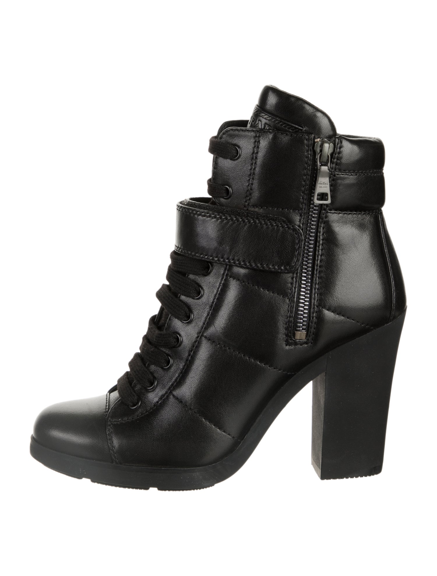 Prada Sport Leather Lace-Up Boots