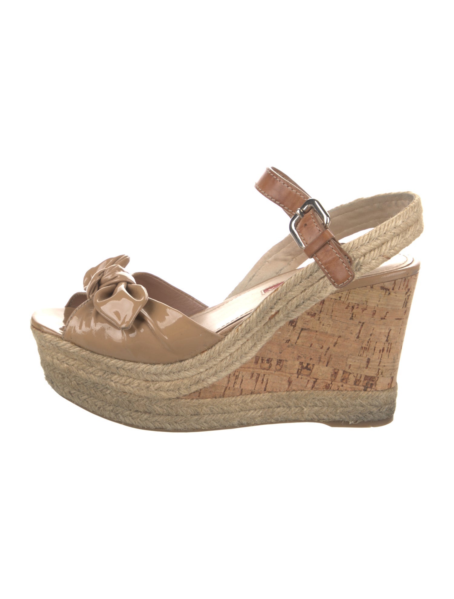 Prada Sport Patent Leather Bow Accents Espadrilles