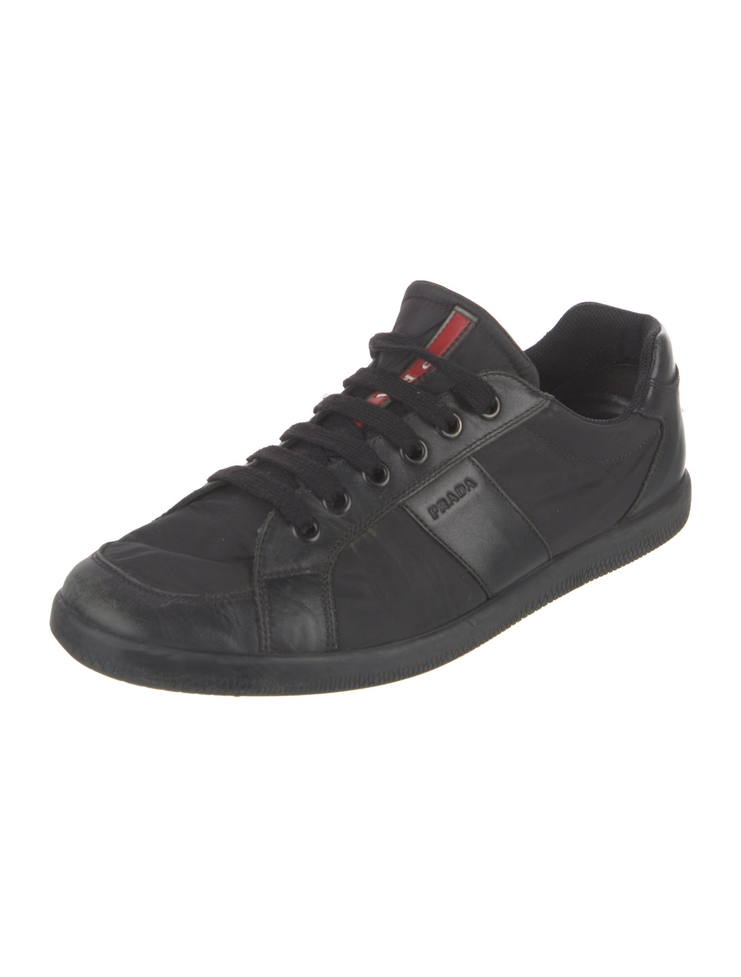 Prada Sport Leather Leather Trim Embellishment Sneakers