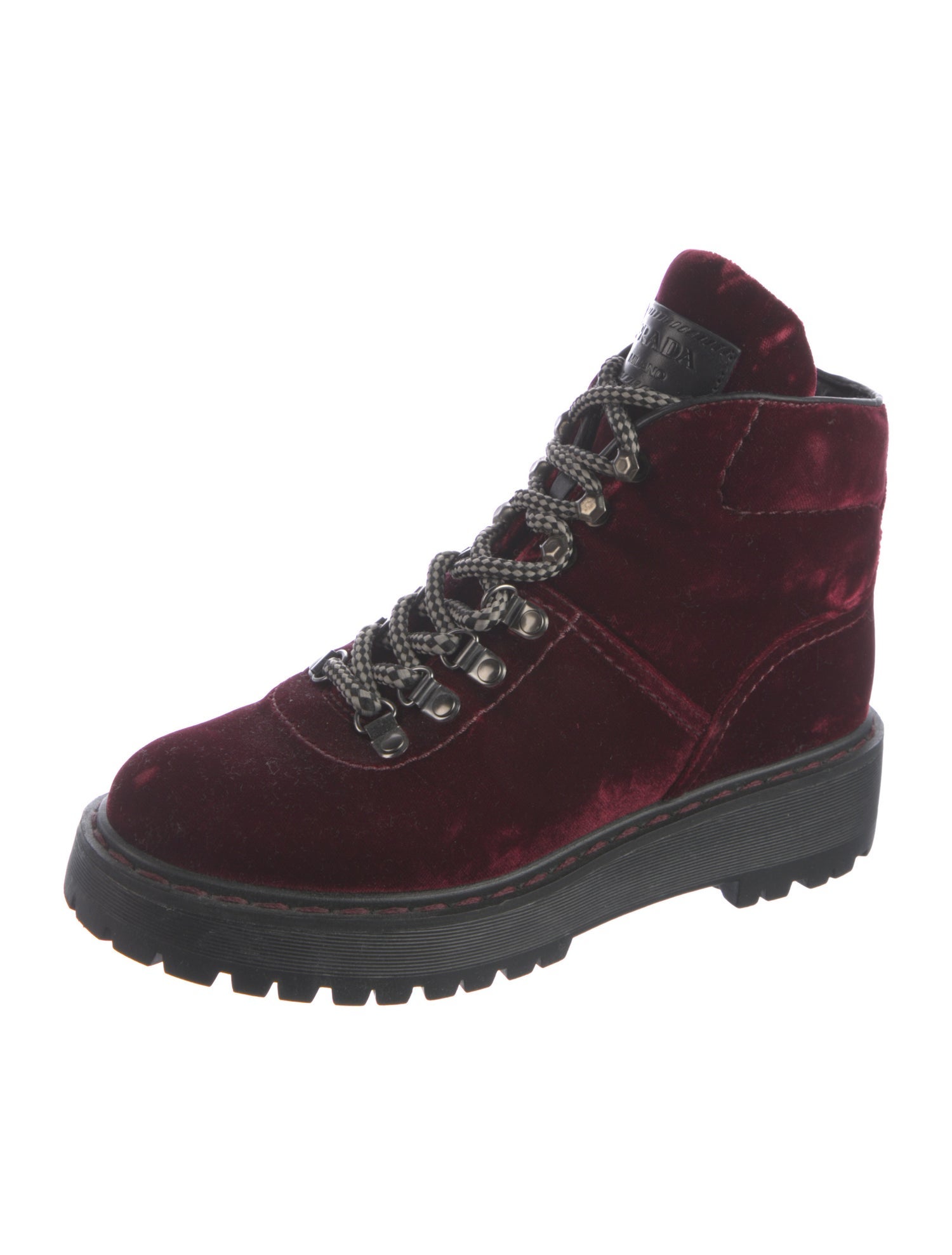 Prada Sport Velvet Combat Boots