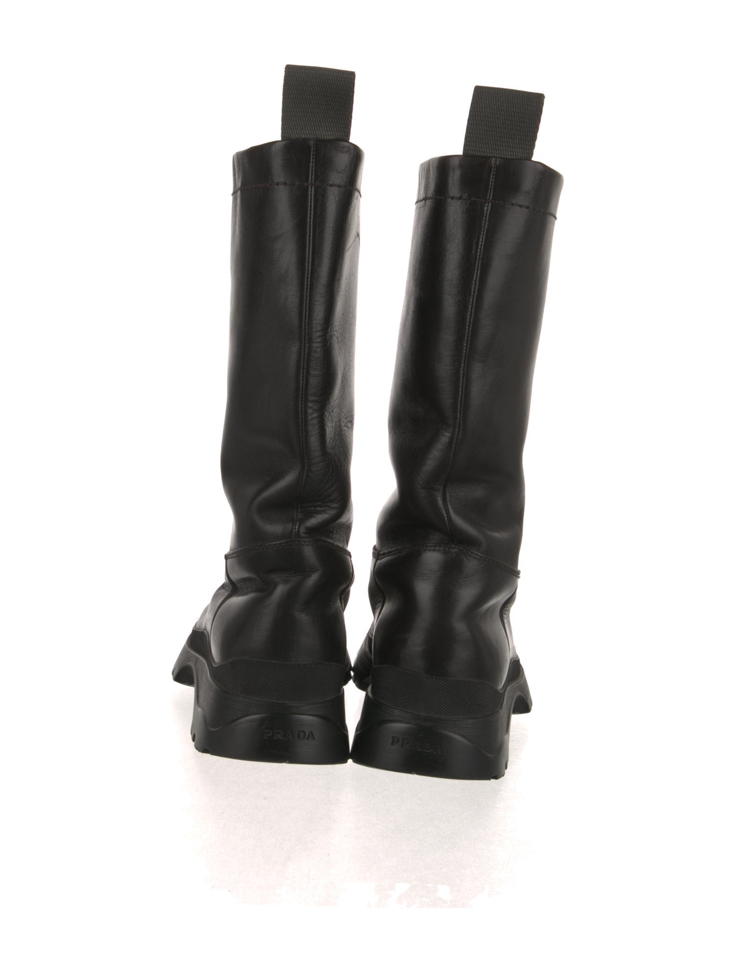Prada Sport Leather Moto Boots - Black Boots, Shoes - WPR146238