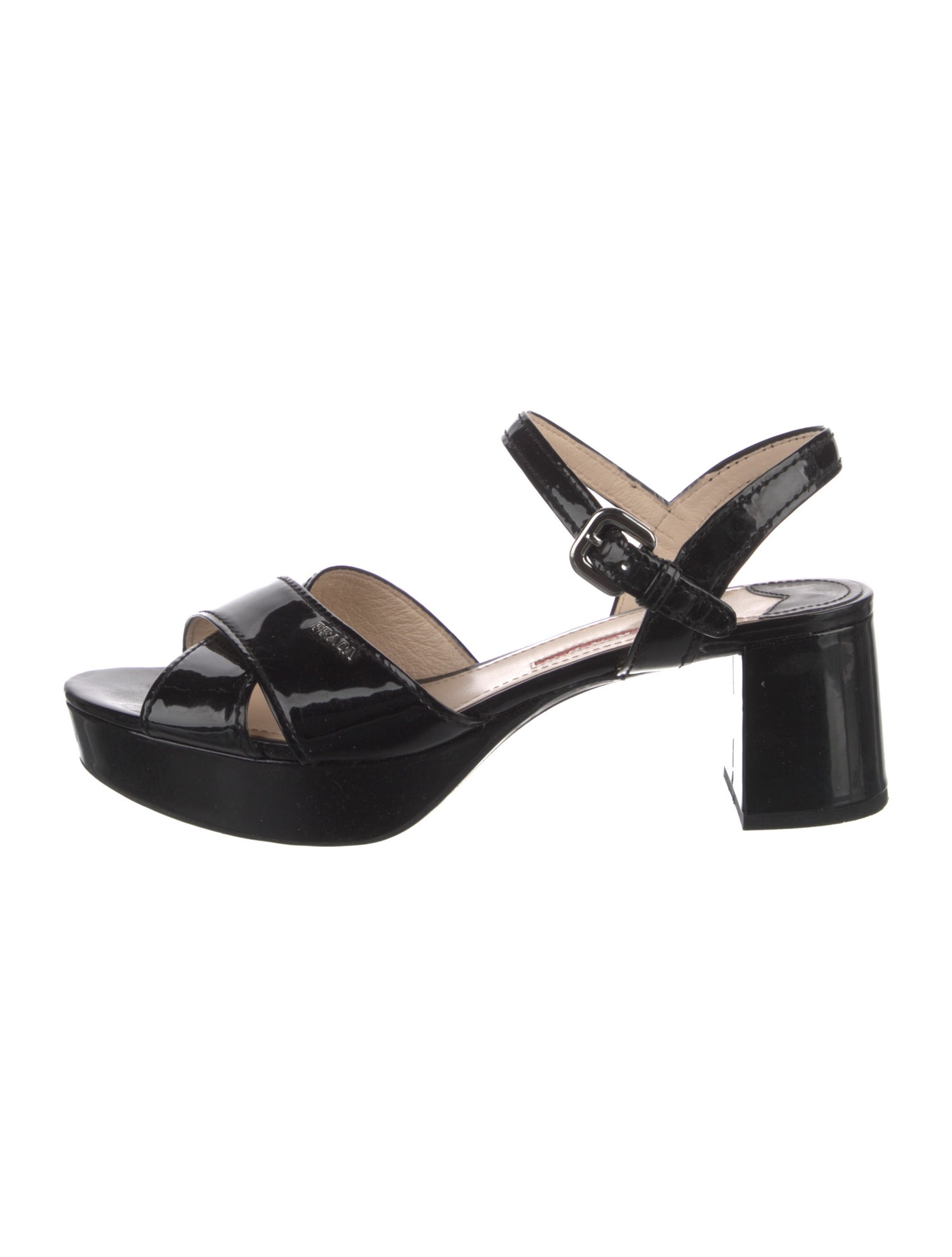 Prada Sport Signature Logo Patent Leather Slingback Sandals