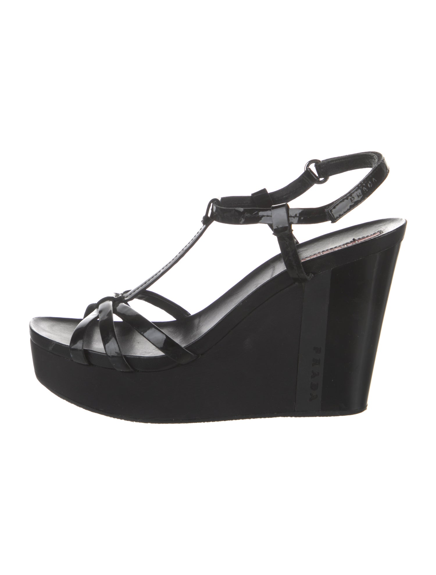 Prada Sport Patent Leather T-Strap Sandals