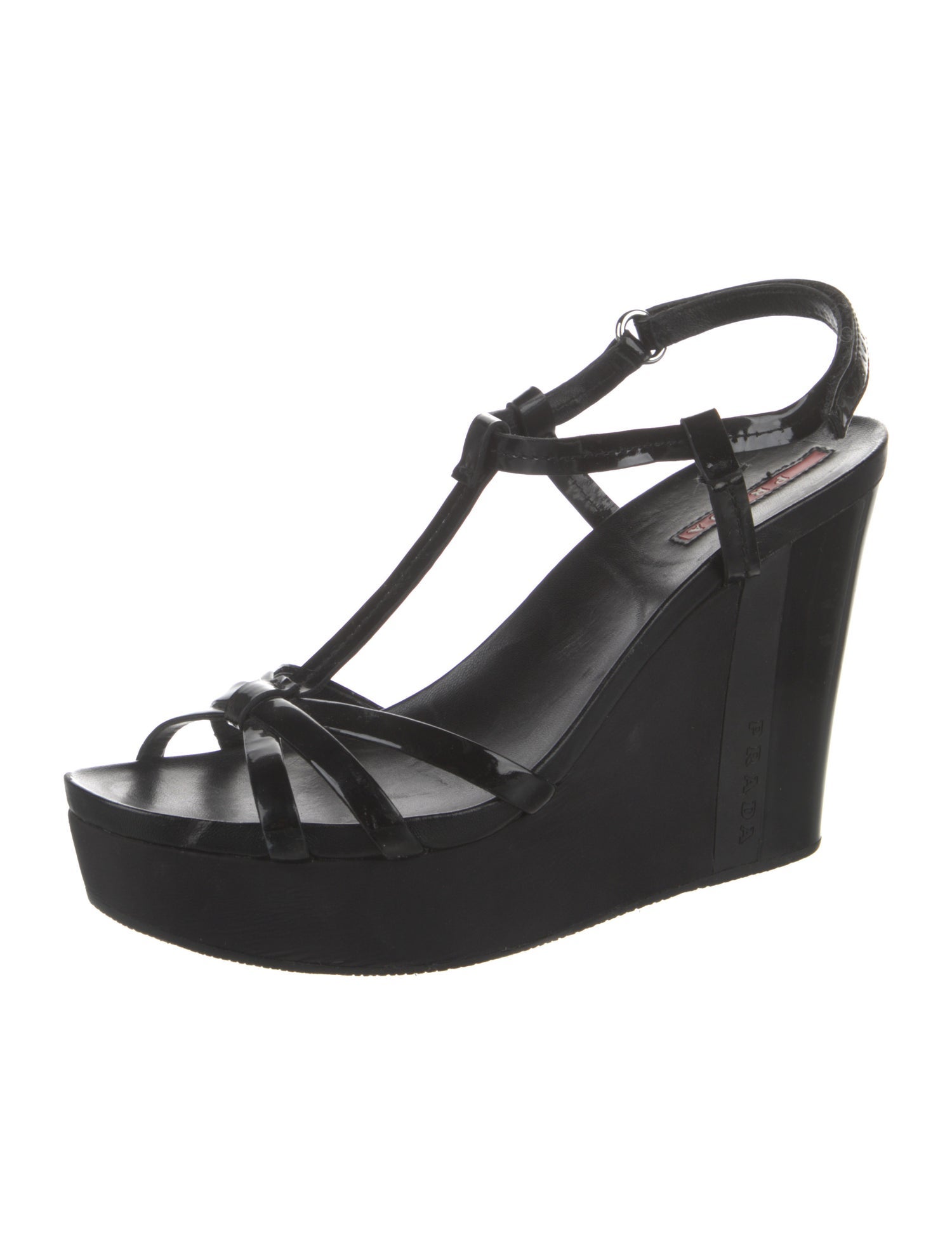 Prada Sport Patent Leather T-Strap Sandals