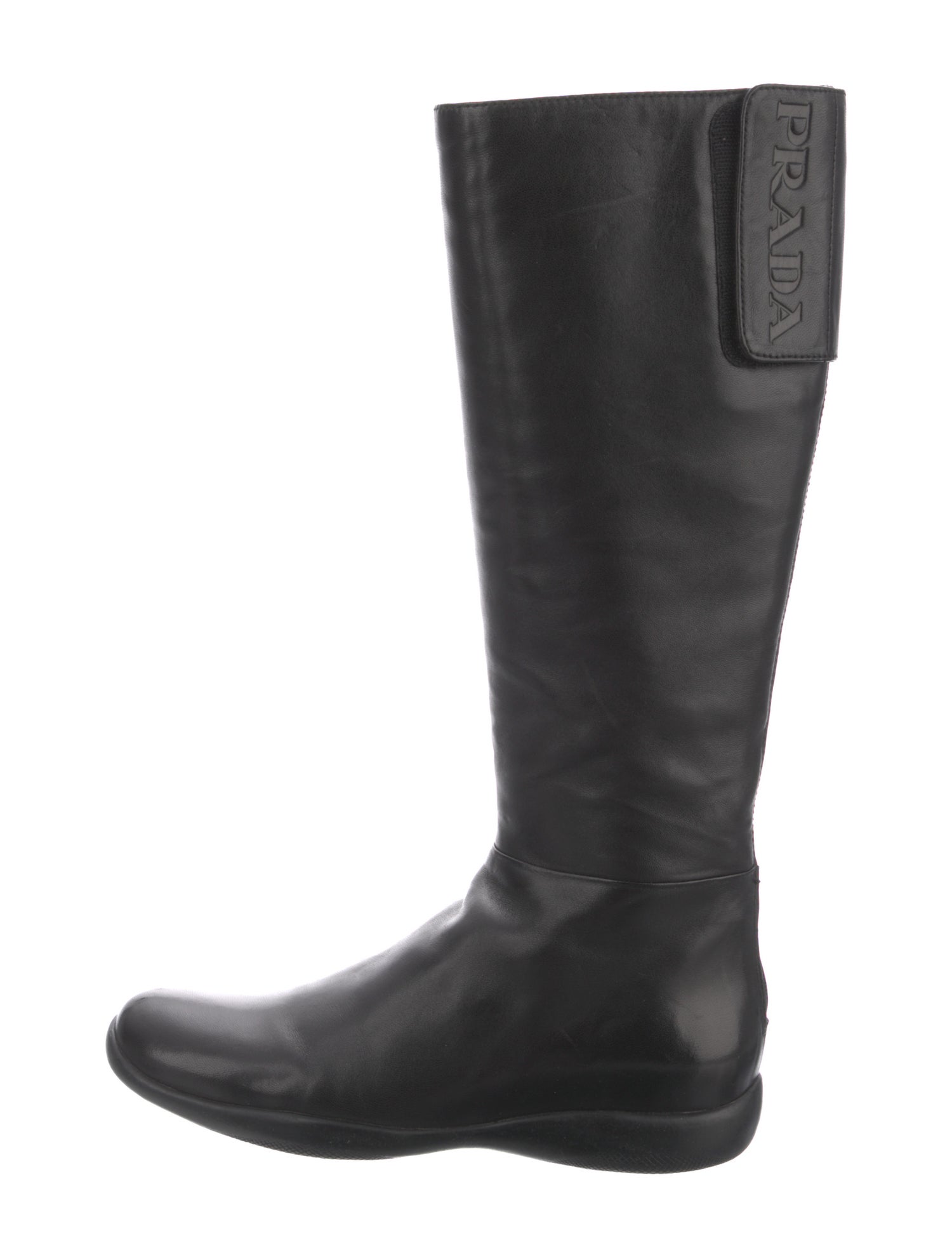 Prada Sport Signature Logo Leather Riding Boots