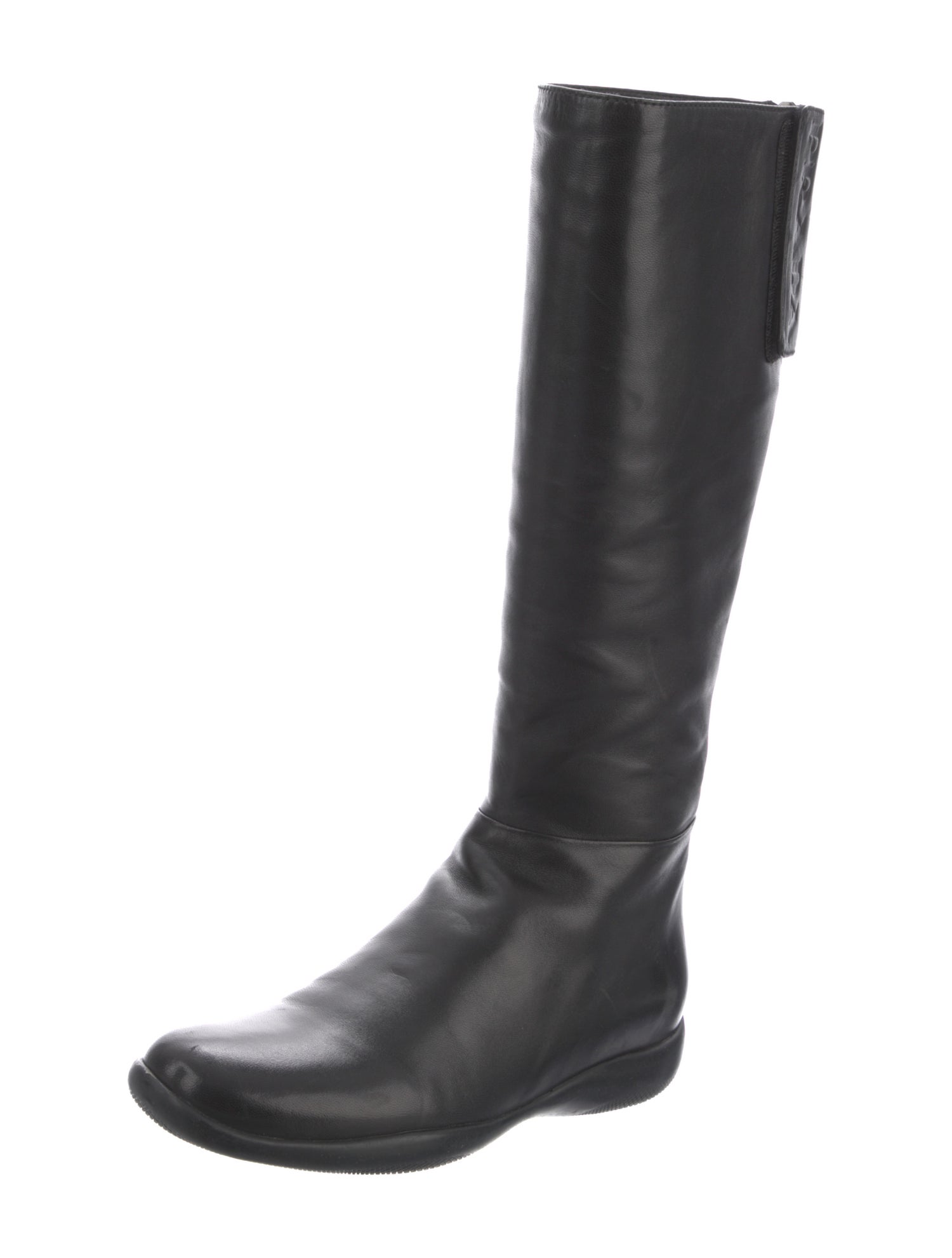 Prada Sport Signature Logo Leather Riding Boots