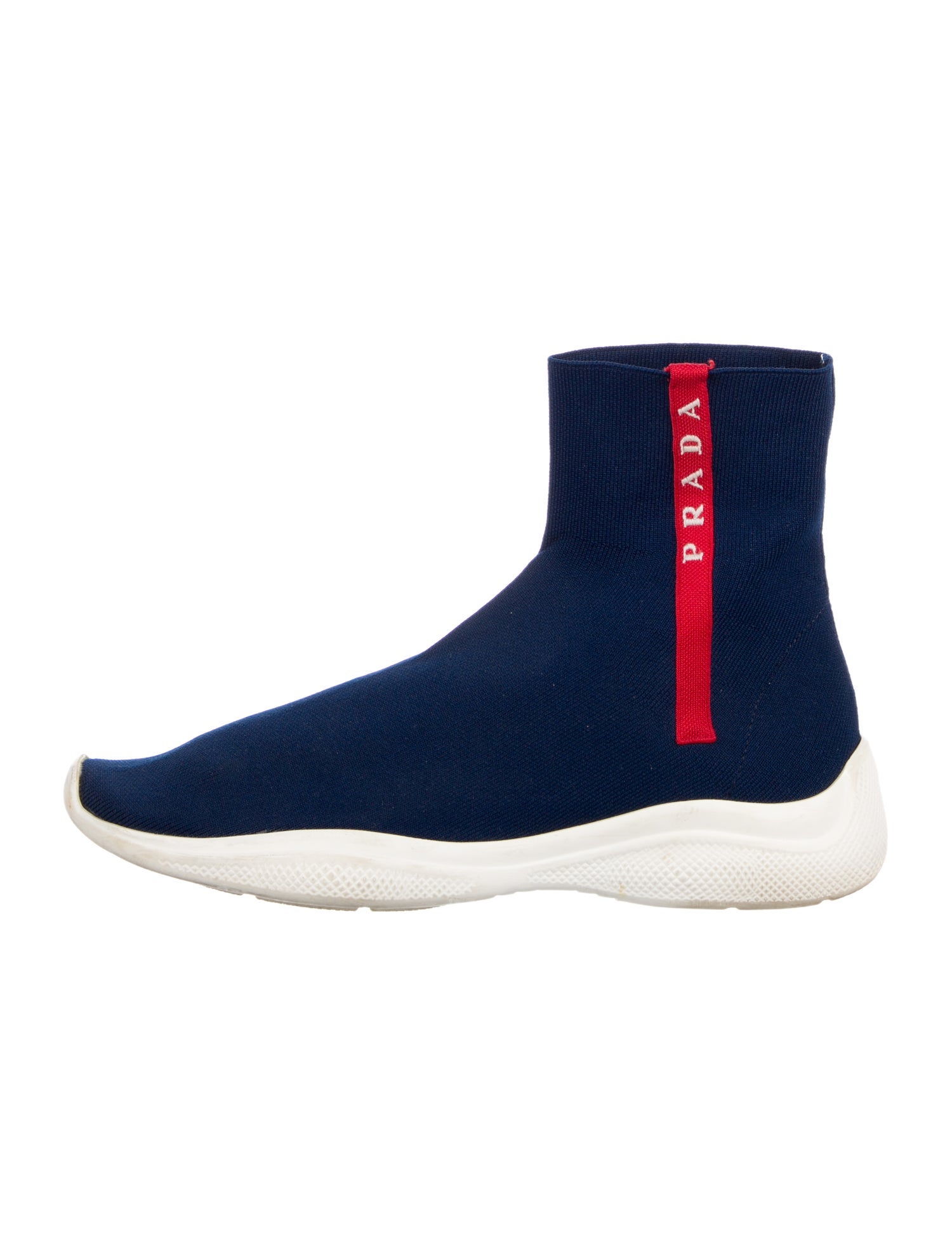 Prada Embroidered Accent Sock Sneakers