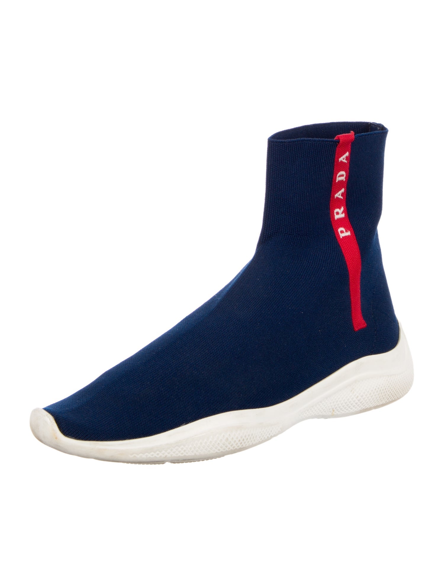Prada Embroidered Accent Sock Sneakers