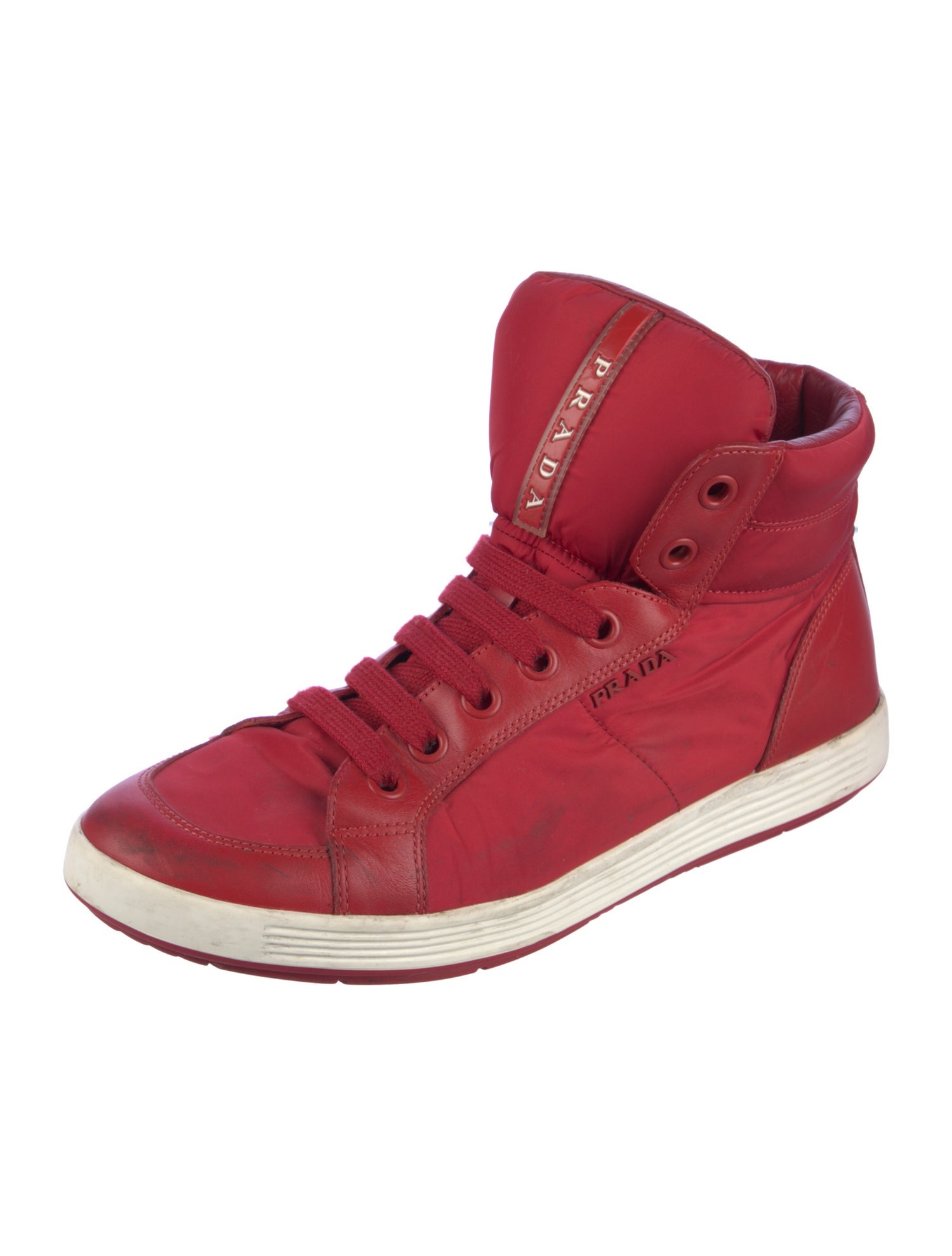 Prada Sport Leather Leather Trim Embellishment Sneakers