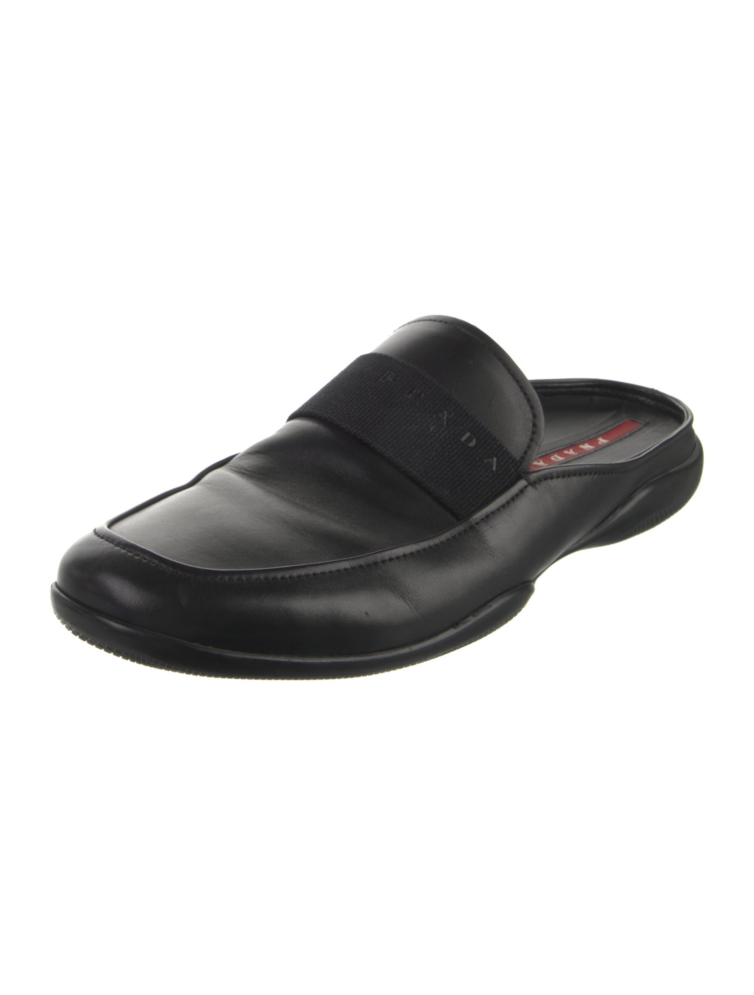 Prada Sport Leather Grosgrain Trim Slippers