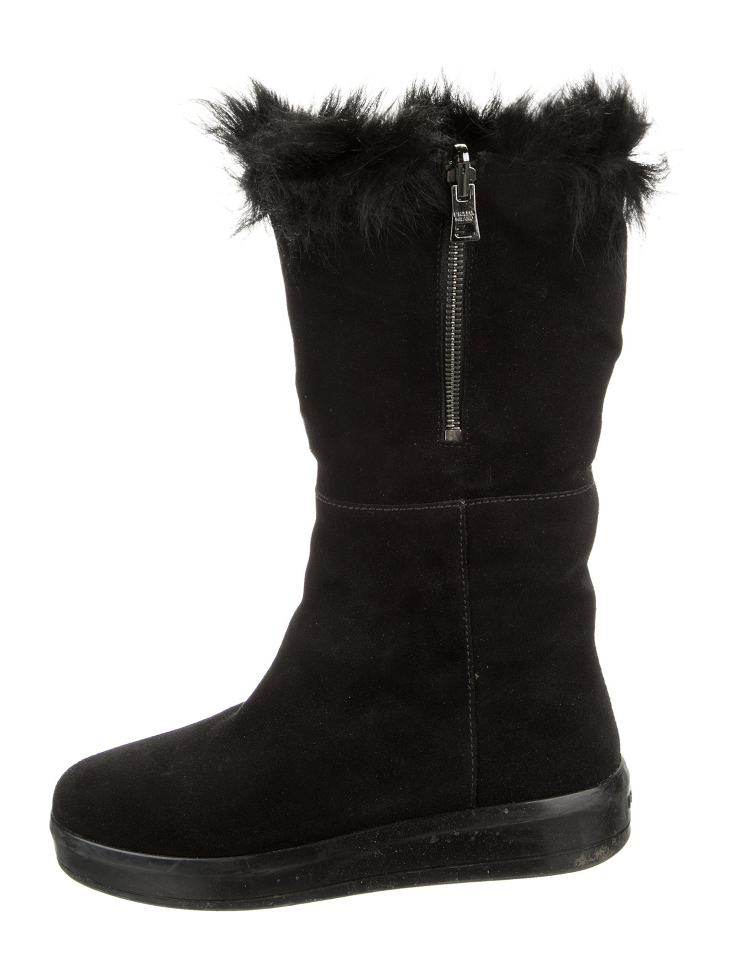 Prada Sport Suede Fur Trim Boots