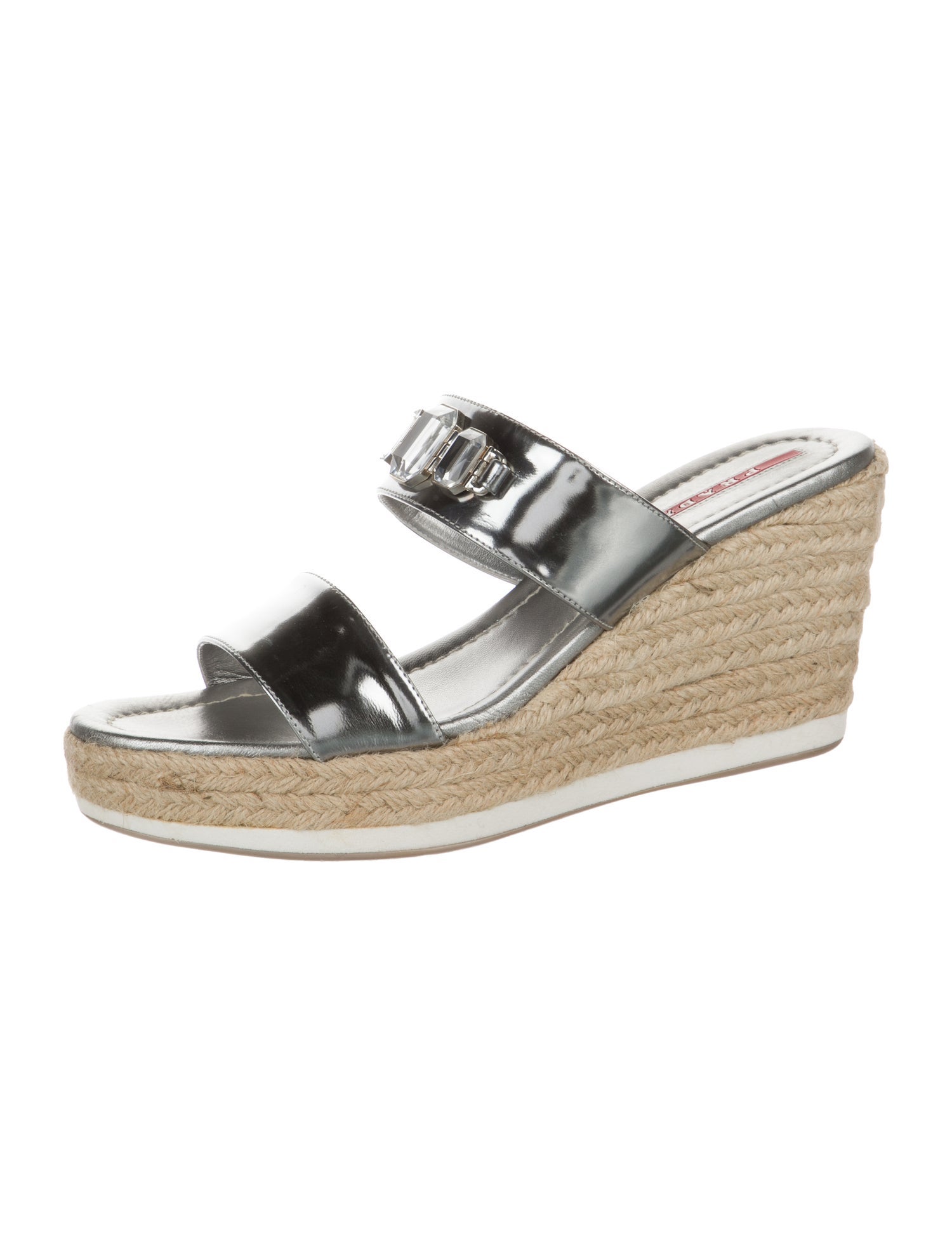 Prada Sport Patent Leather Crystal Embellishments Espadrilles
