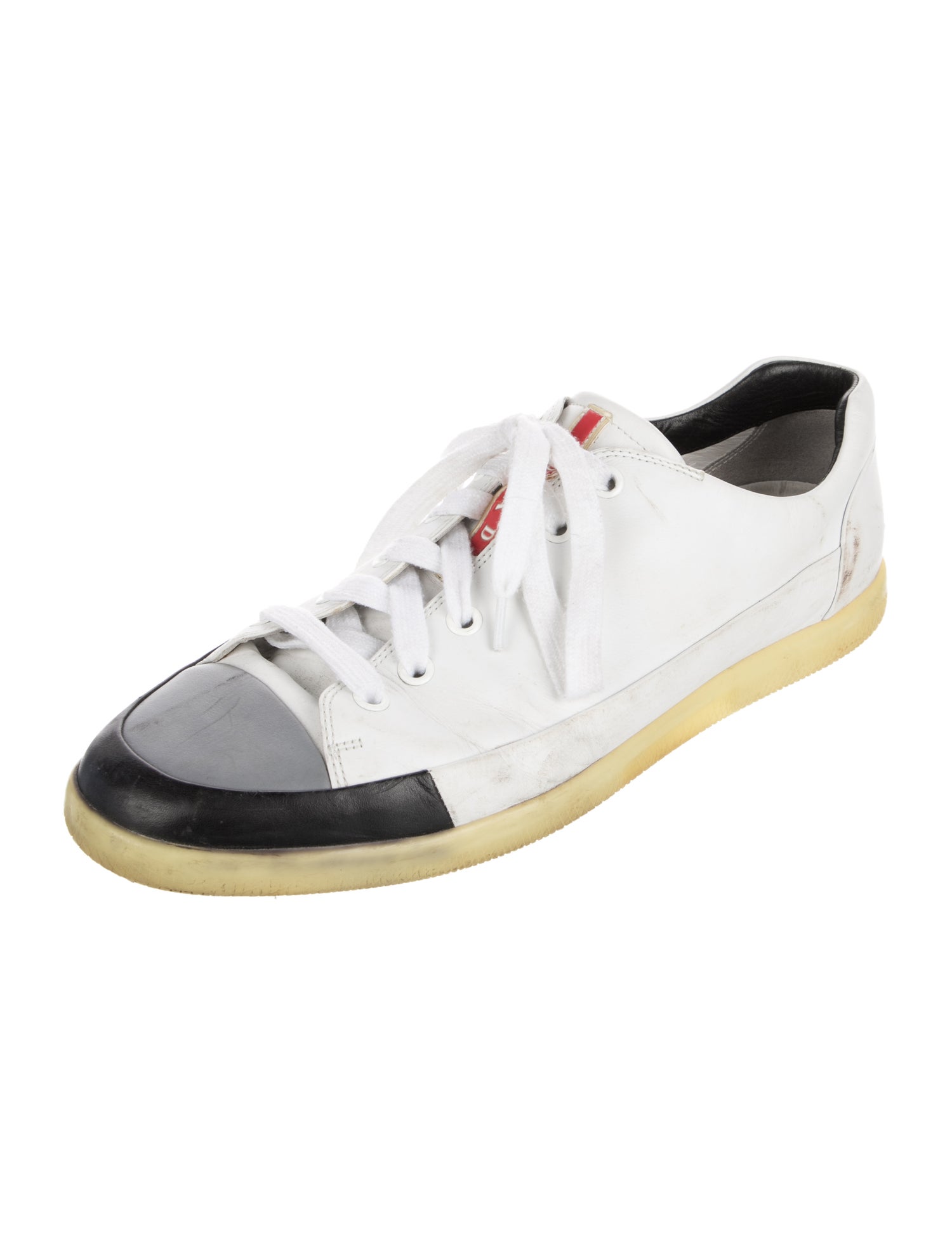Prada Sport Leather Colorblock Pattern Sneakers