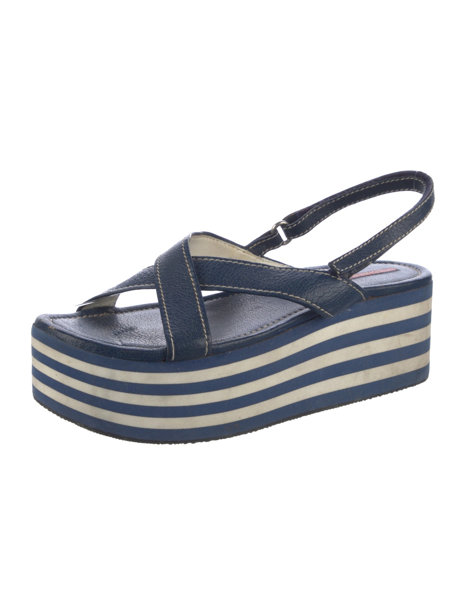 Prada Sport Leather Slingback Sandals