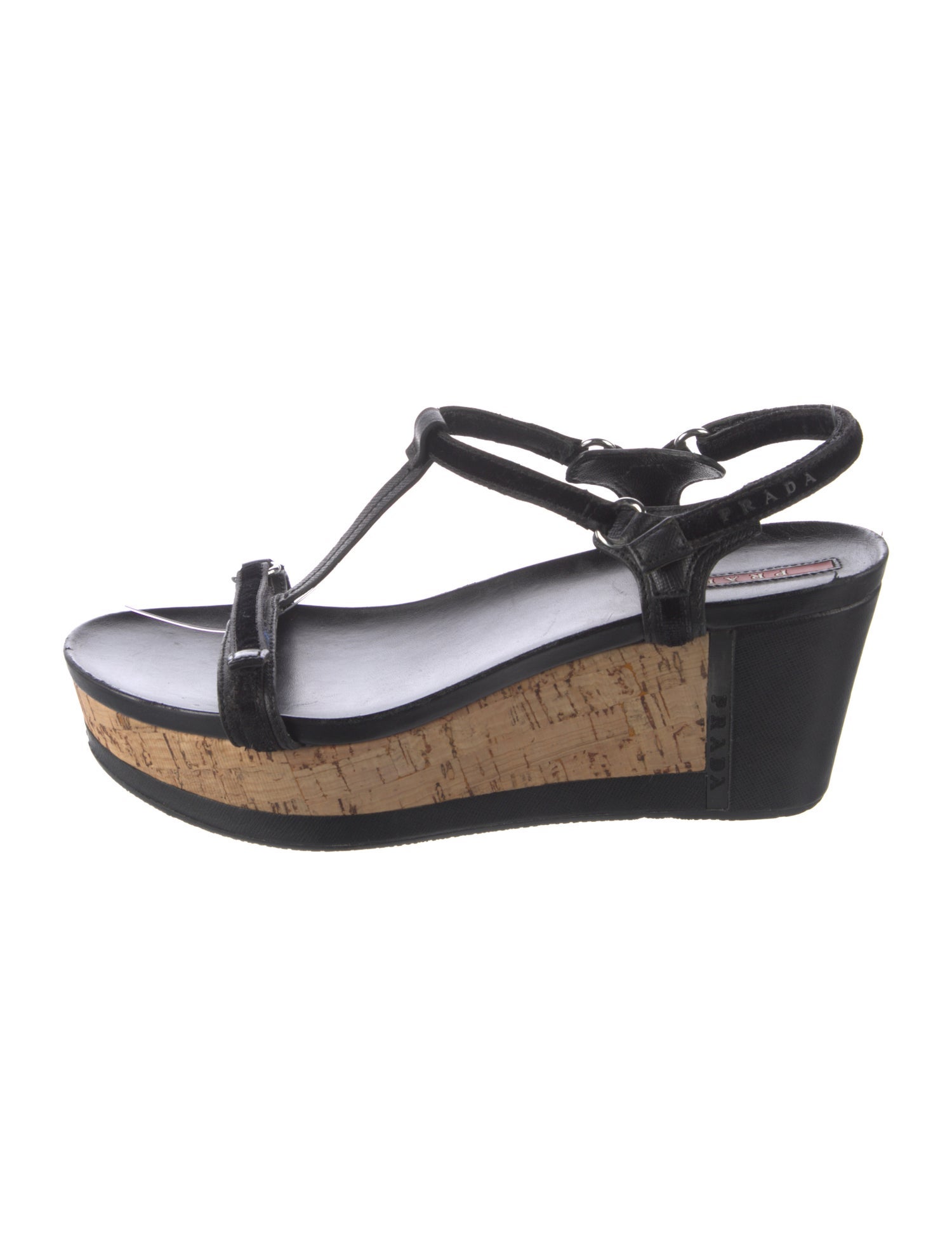 Prada Sport Patent Leather T-Strap Sandals