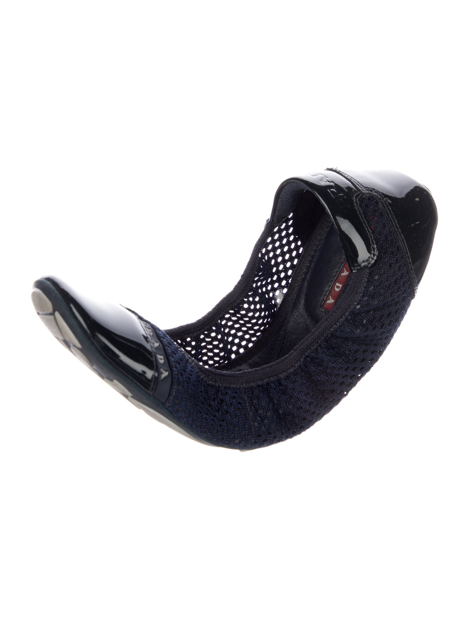 Prada Sport Mesh Leather Trim Embellishment Ballet Flats