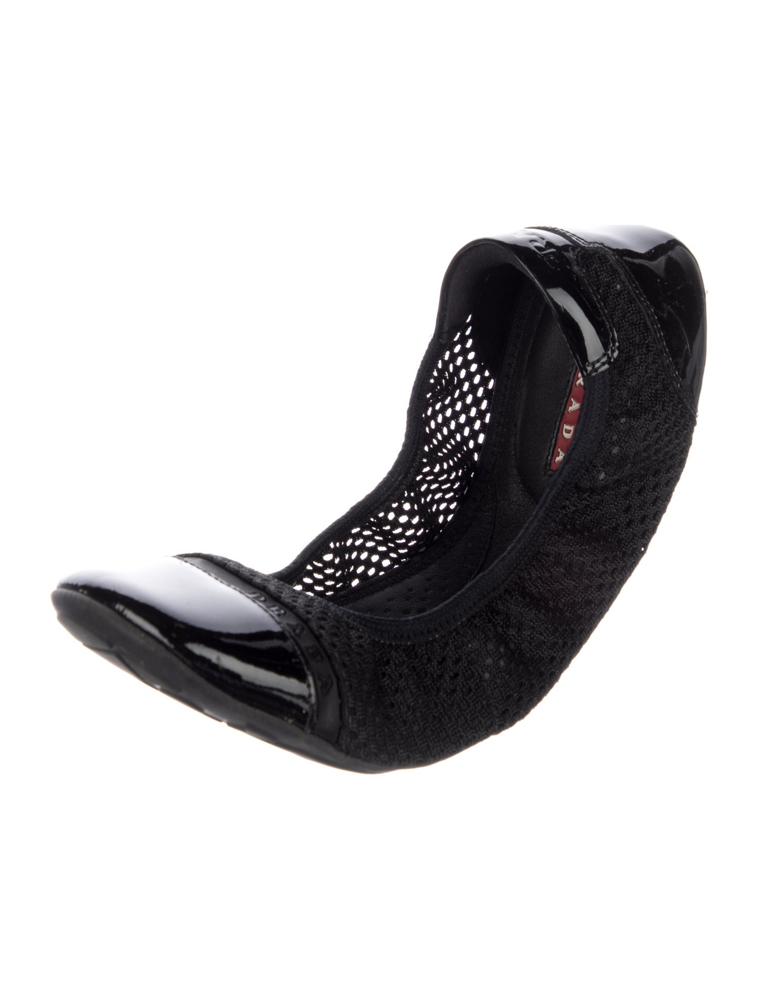 Prada Sport Mesh Leather Trim Embellishment Ballet Flats