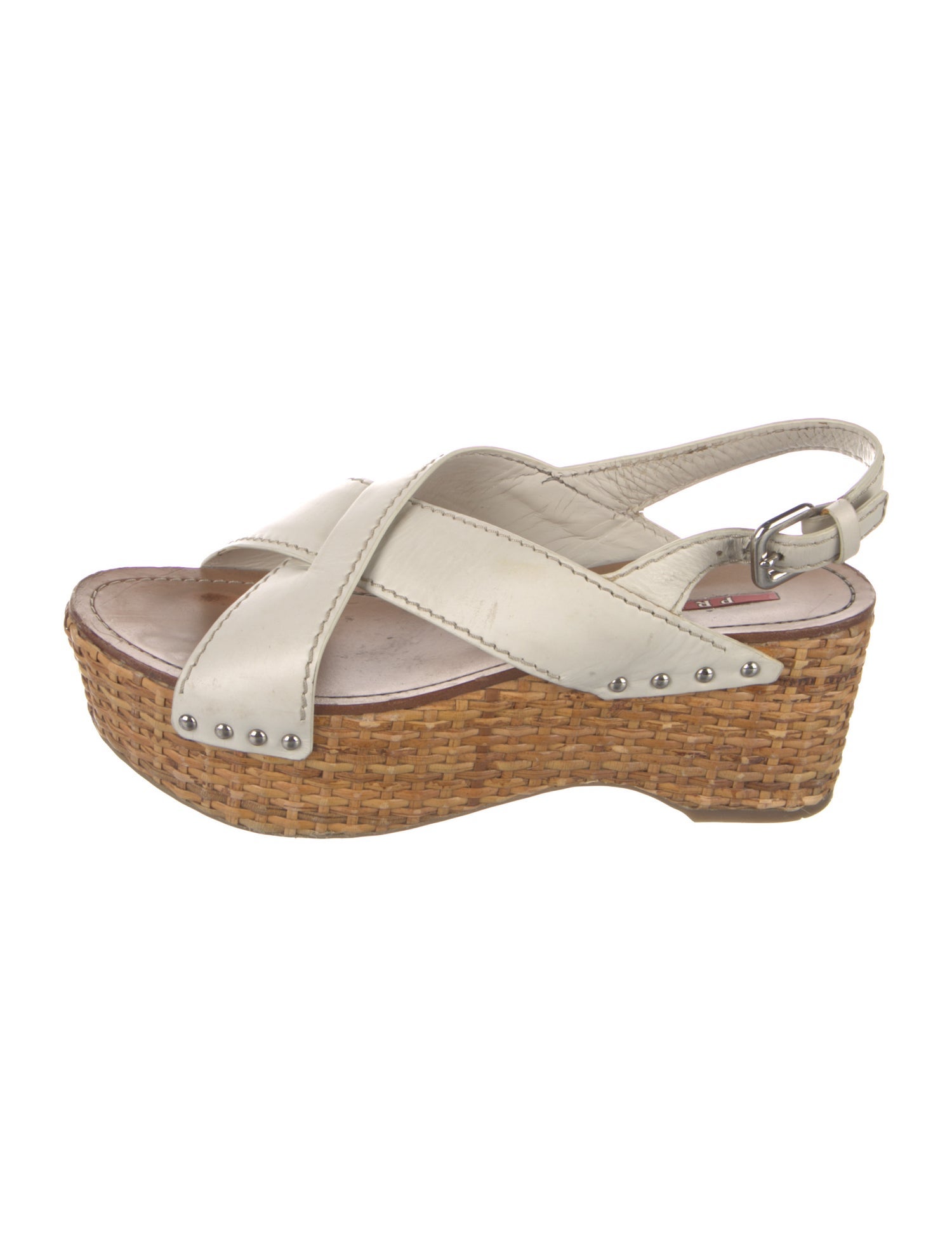 Prada Sport Leather Studded Accents Espadrilles