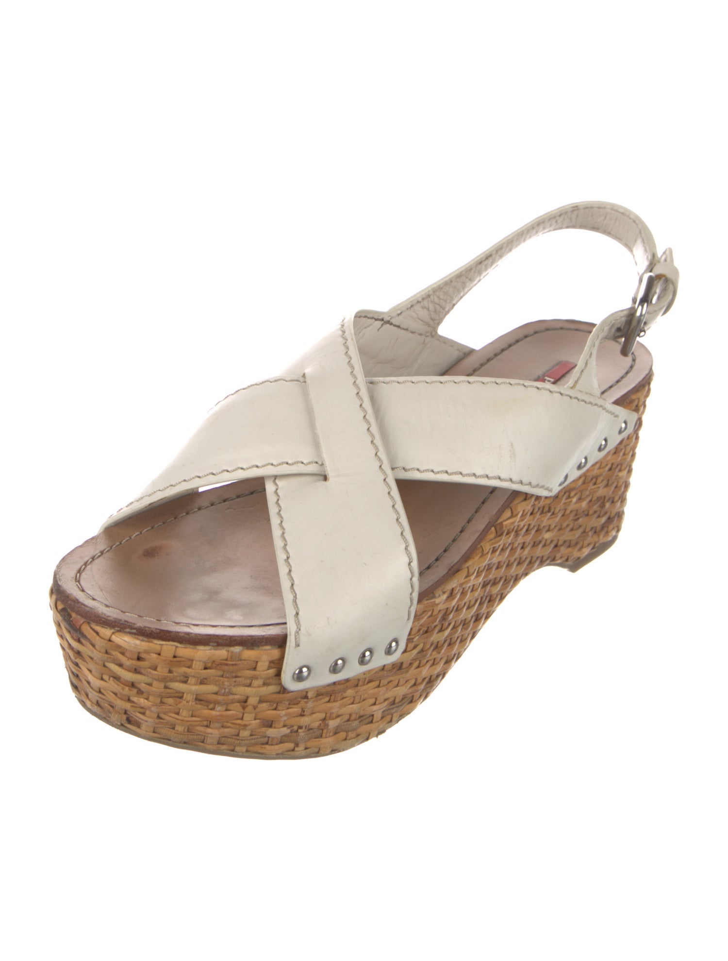 Prada Sport Leather Studded Accents Espadrilles