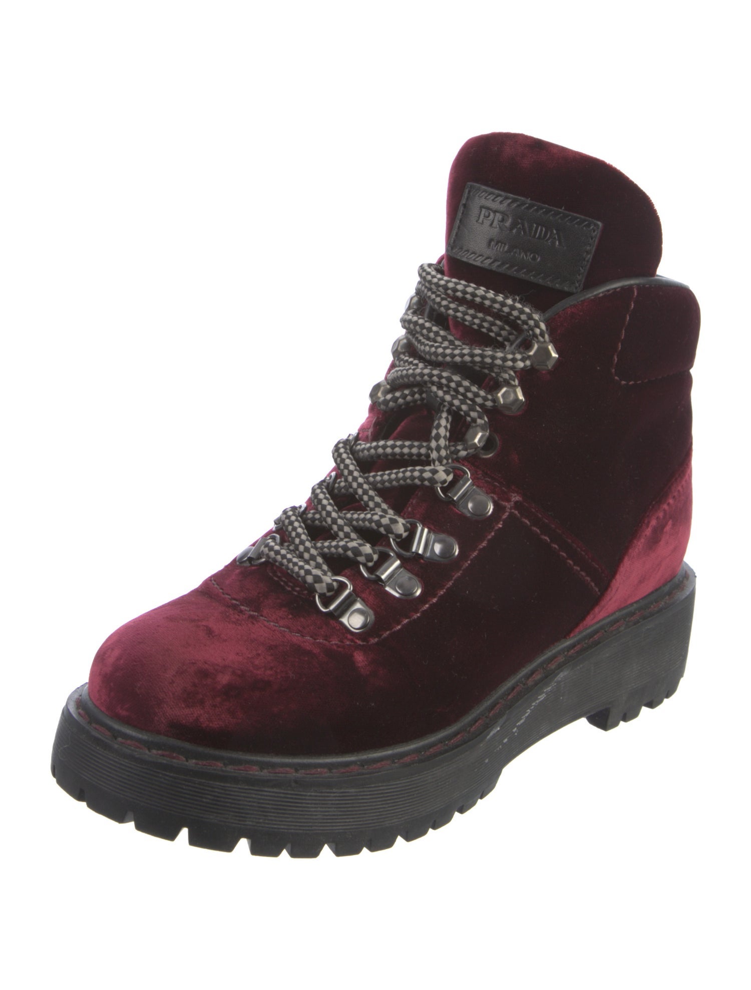 Prada Sport Velvet Combat Boots