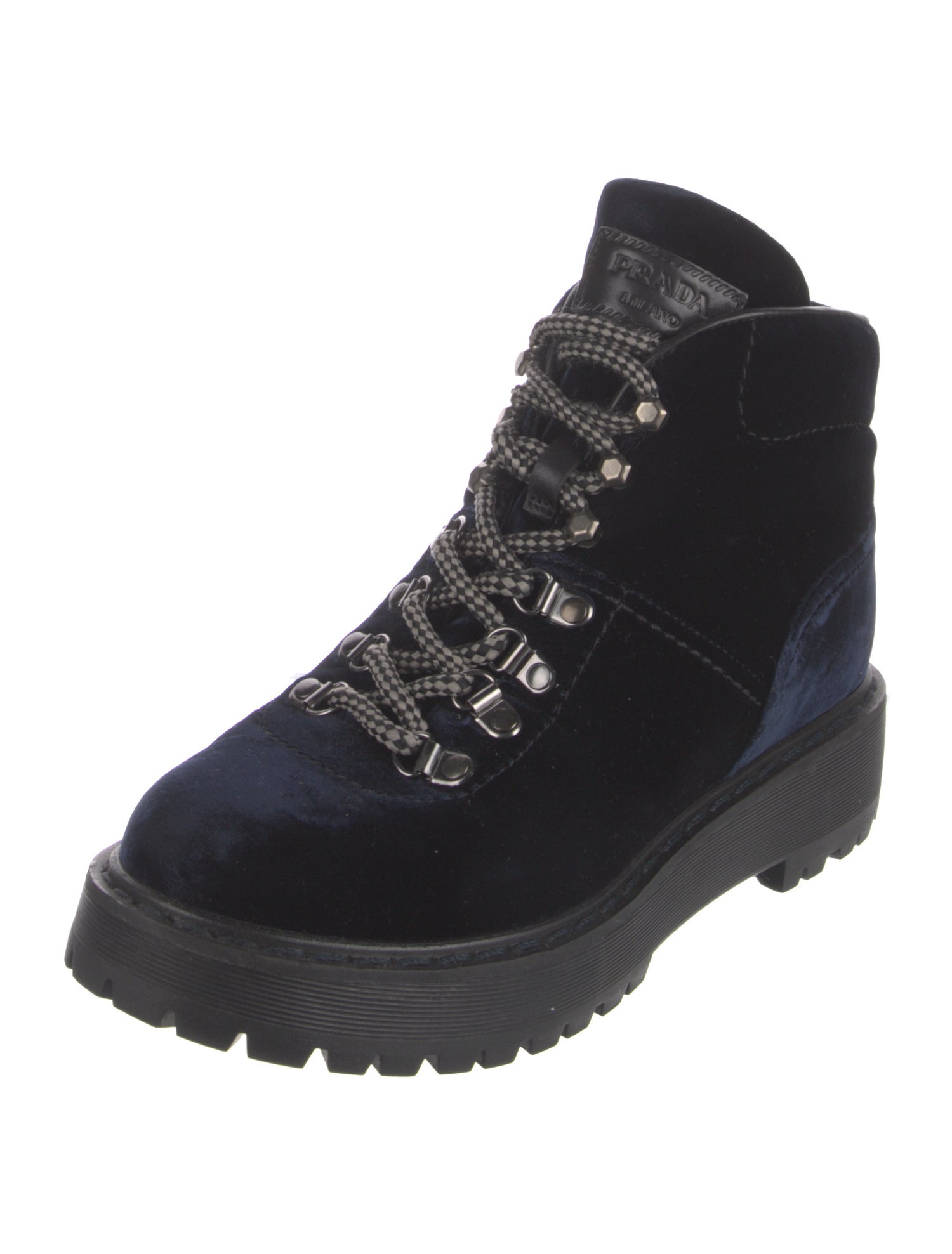 Prada Sport Velvet Combat Boots