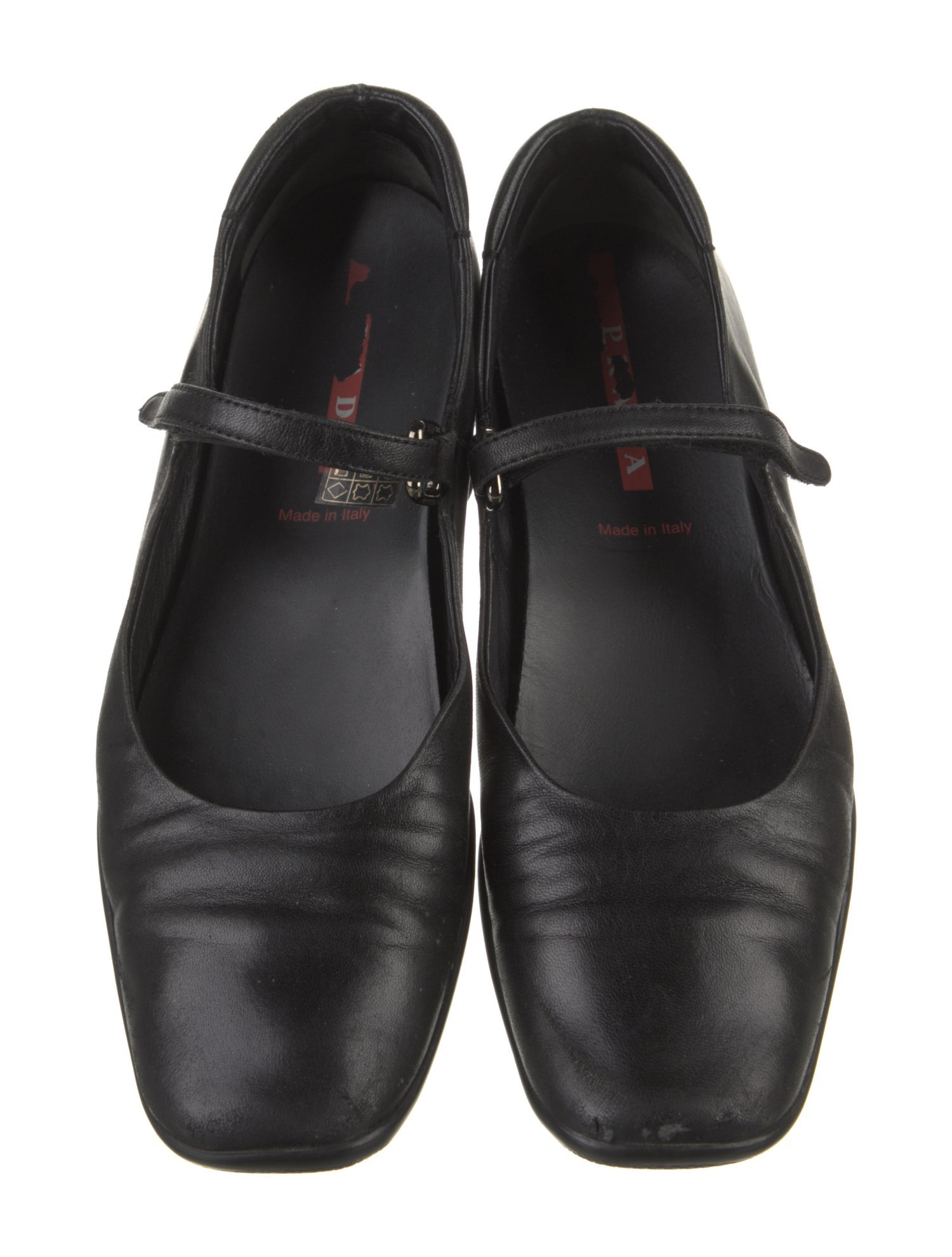Prada Sport Leather Mary Jane Flats - Black Flats, Shoes