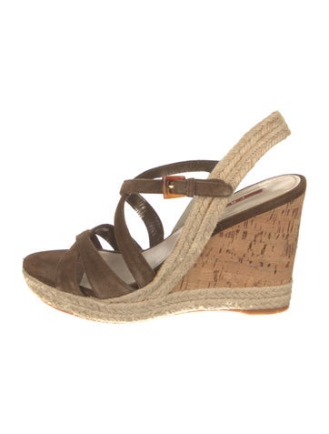 Pre-owned Prada Suede Espadrilles In Brown