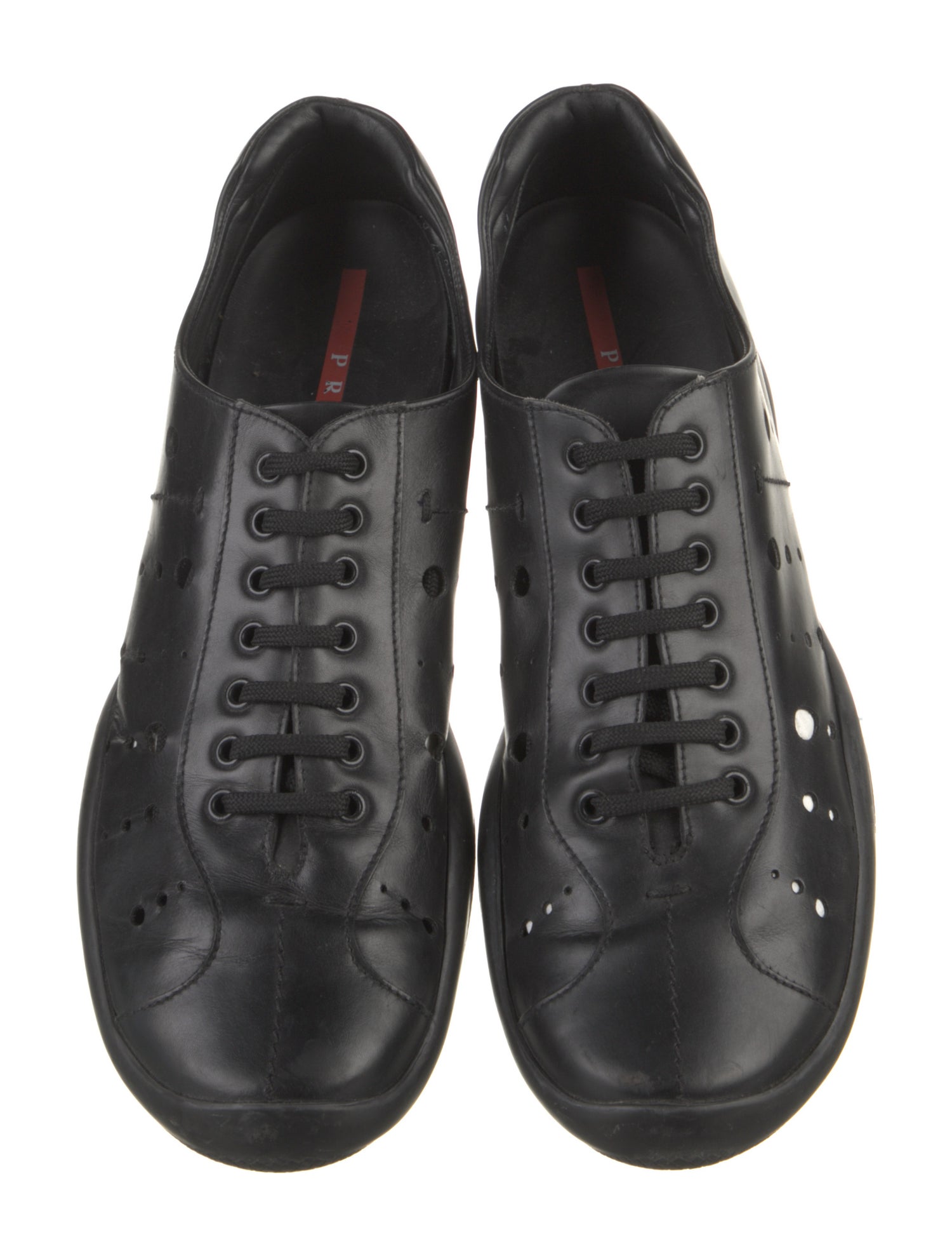 Prada Sport Leather Lasercut Accents Sneakers