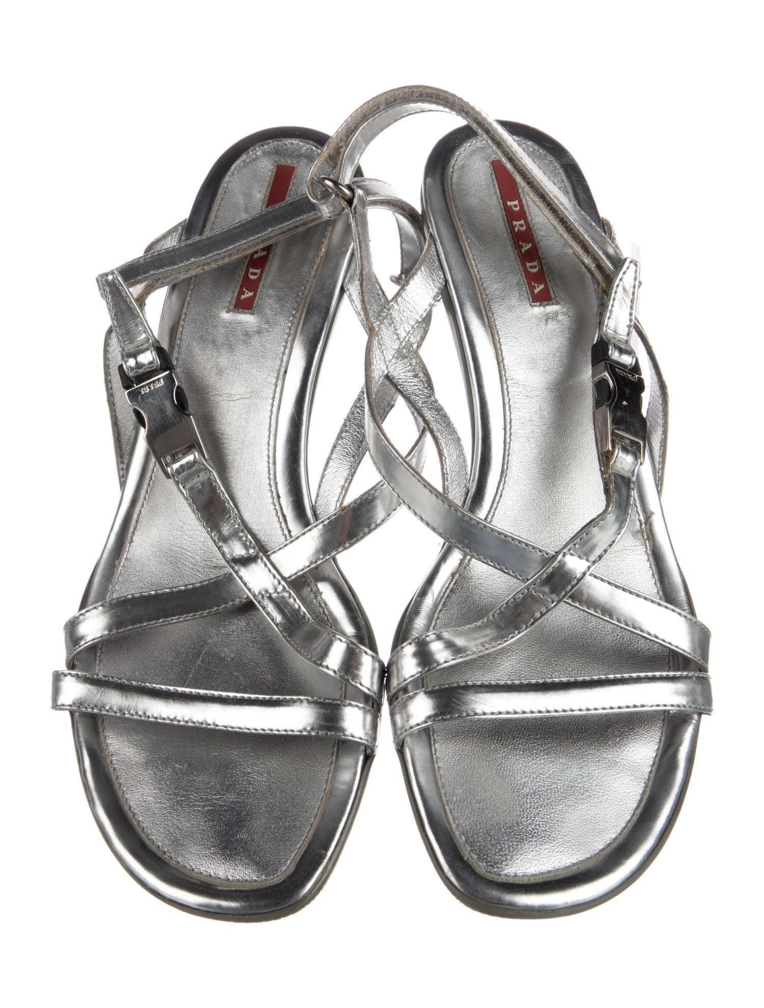 Prada Sport Leather Sandals - Silver Sandals, Shoes - WPR151196