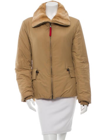 Prada Sport Fur-Trimmed Puffer Jacket