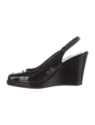 Prada Sport Patent Leather Slingback Wedges