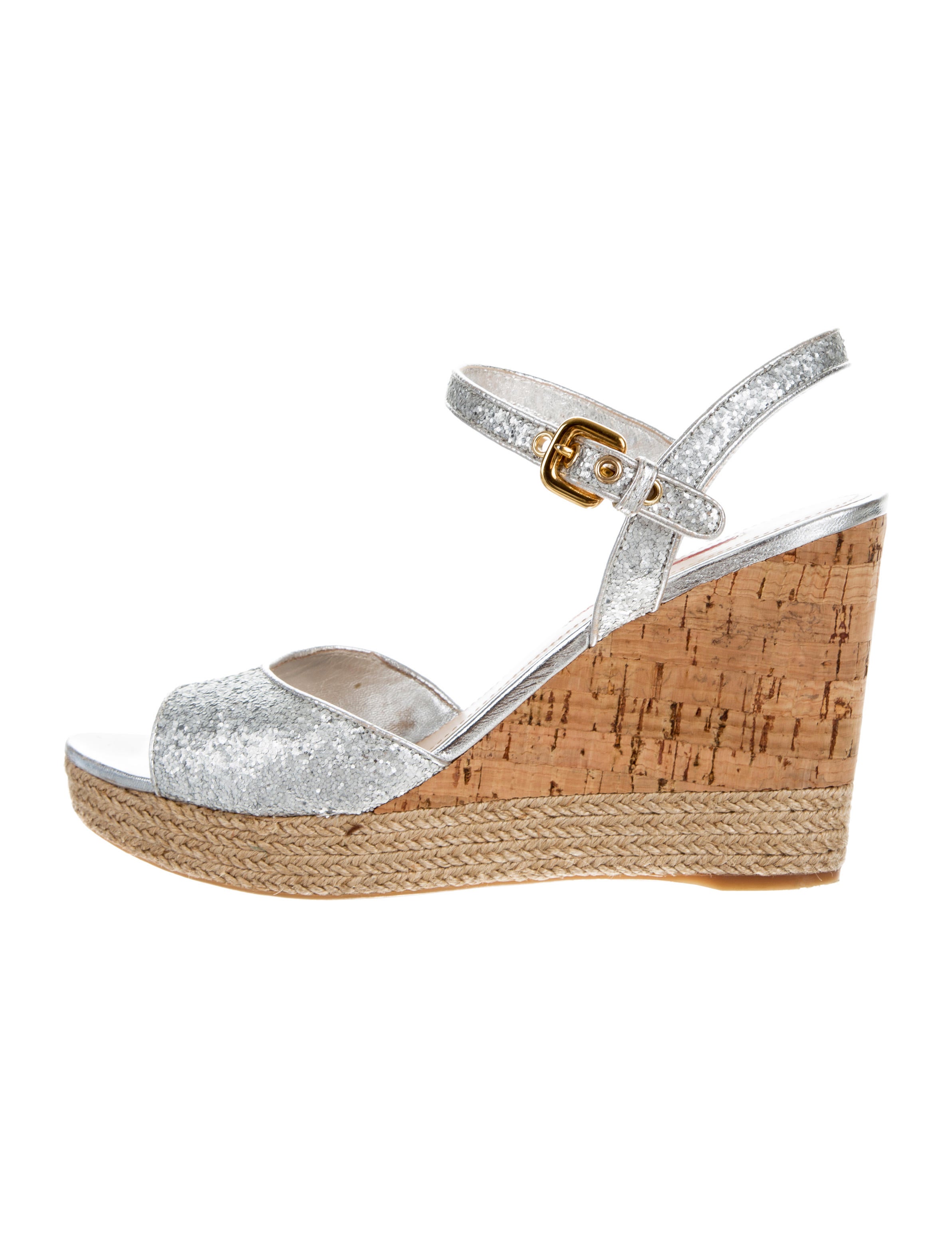 Prada Sport Glitter Espadrille Sandals Shoes WPR41662 The RealReal