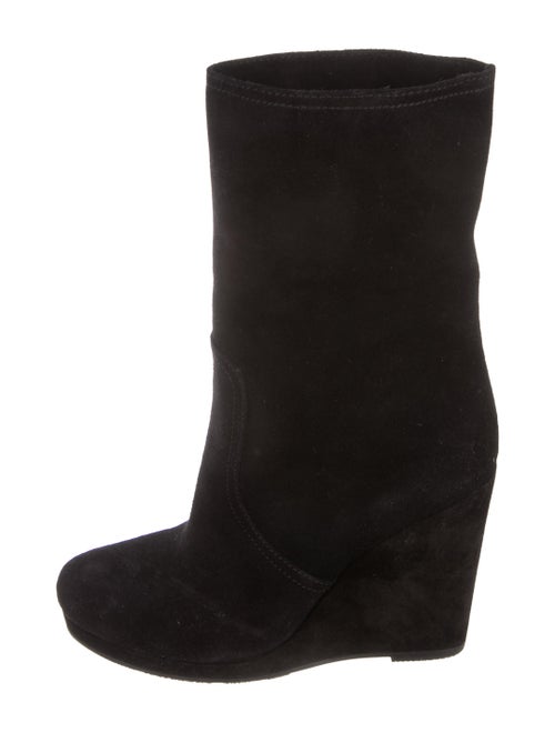Prada Sport Round-Toe Wedge Boots Black
