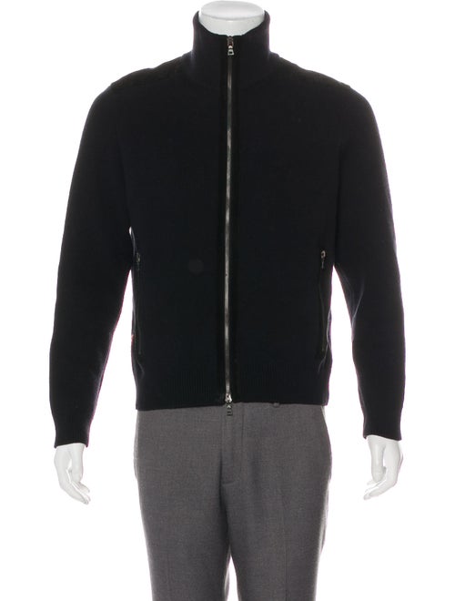 Prada Sport Suede-Trimmed Wool Sweater black