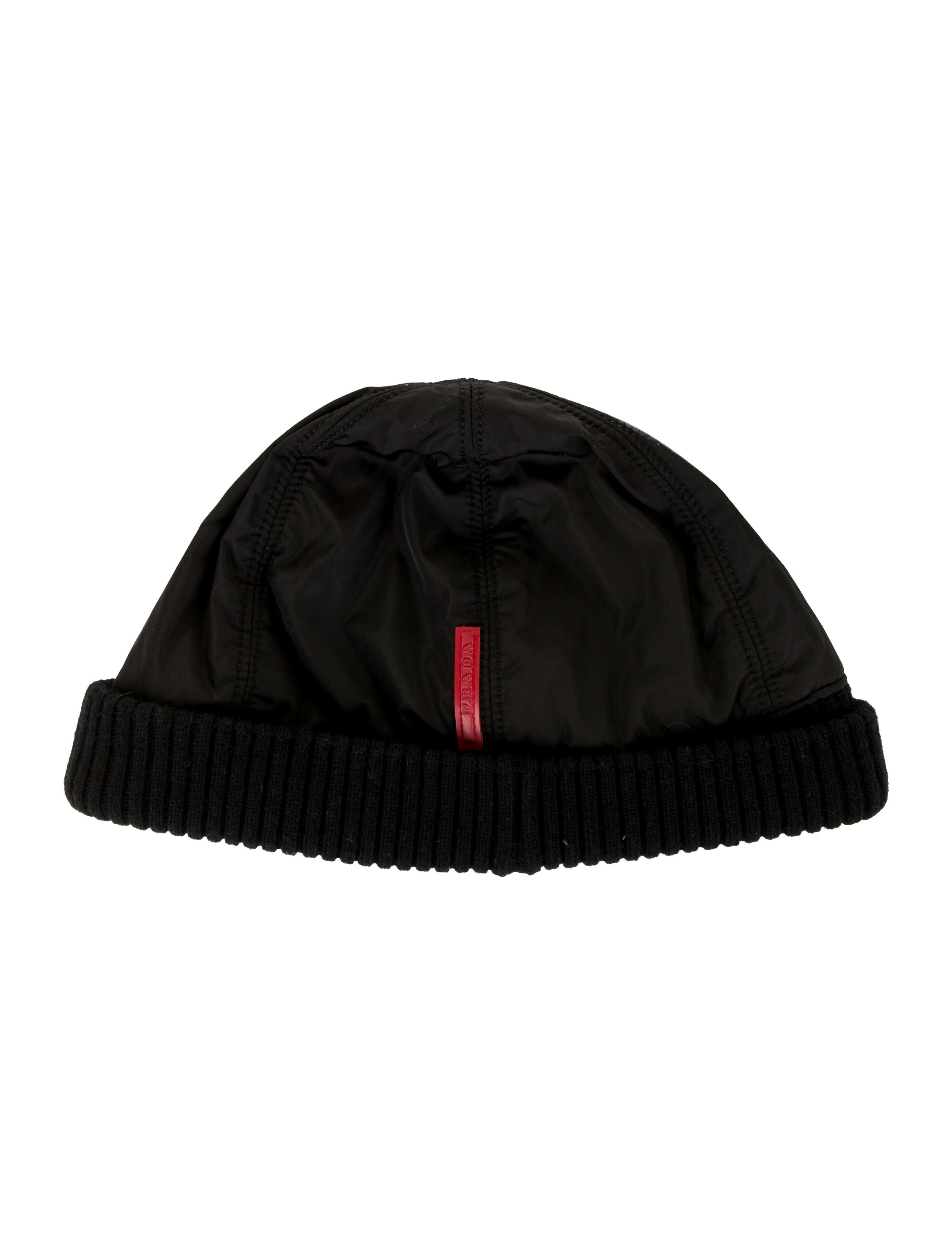 Prada Sport Nylon Beanie Hat Black Hats, Accessories WPR76134 The
