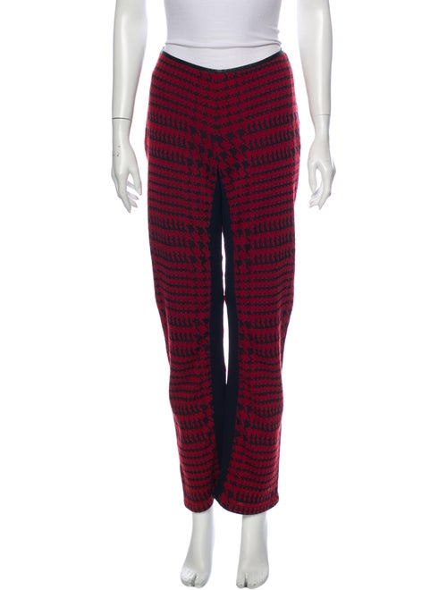 Prada Sport Houndstooth Print Wide Leg Pants Red